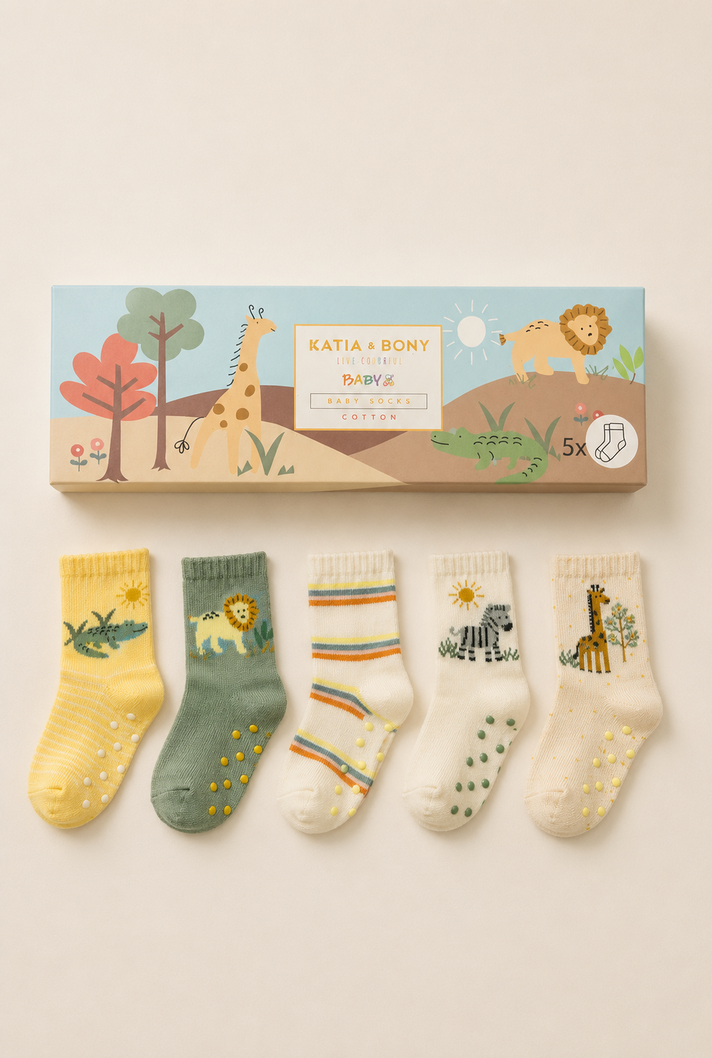 5Pck Anımal Patterned Baby Socks Socks Patterned