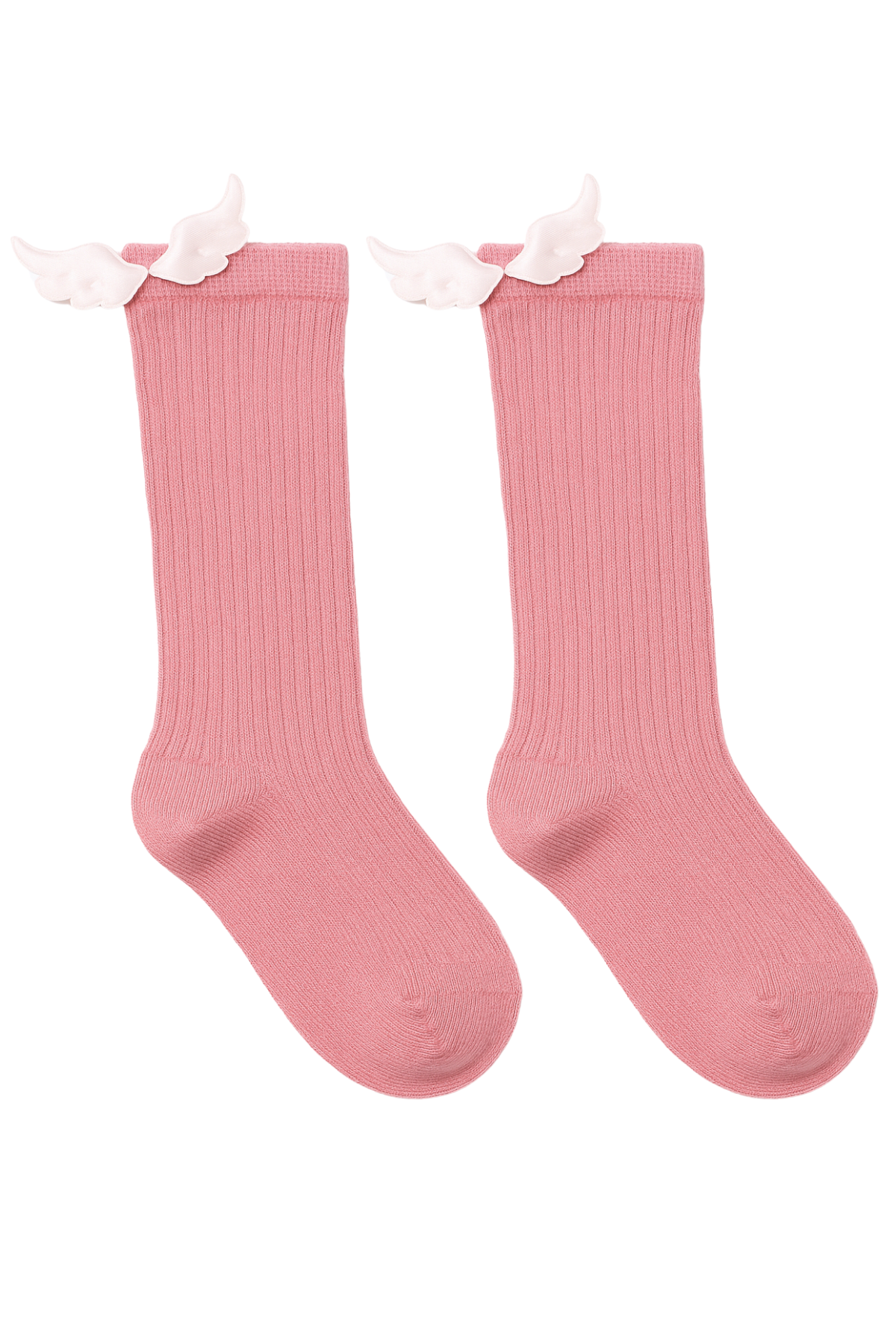 Bebek Kanat Aksesuarlı Dizaltı Çorap Pembe