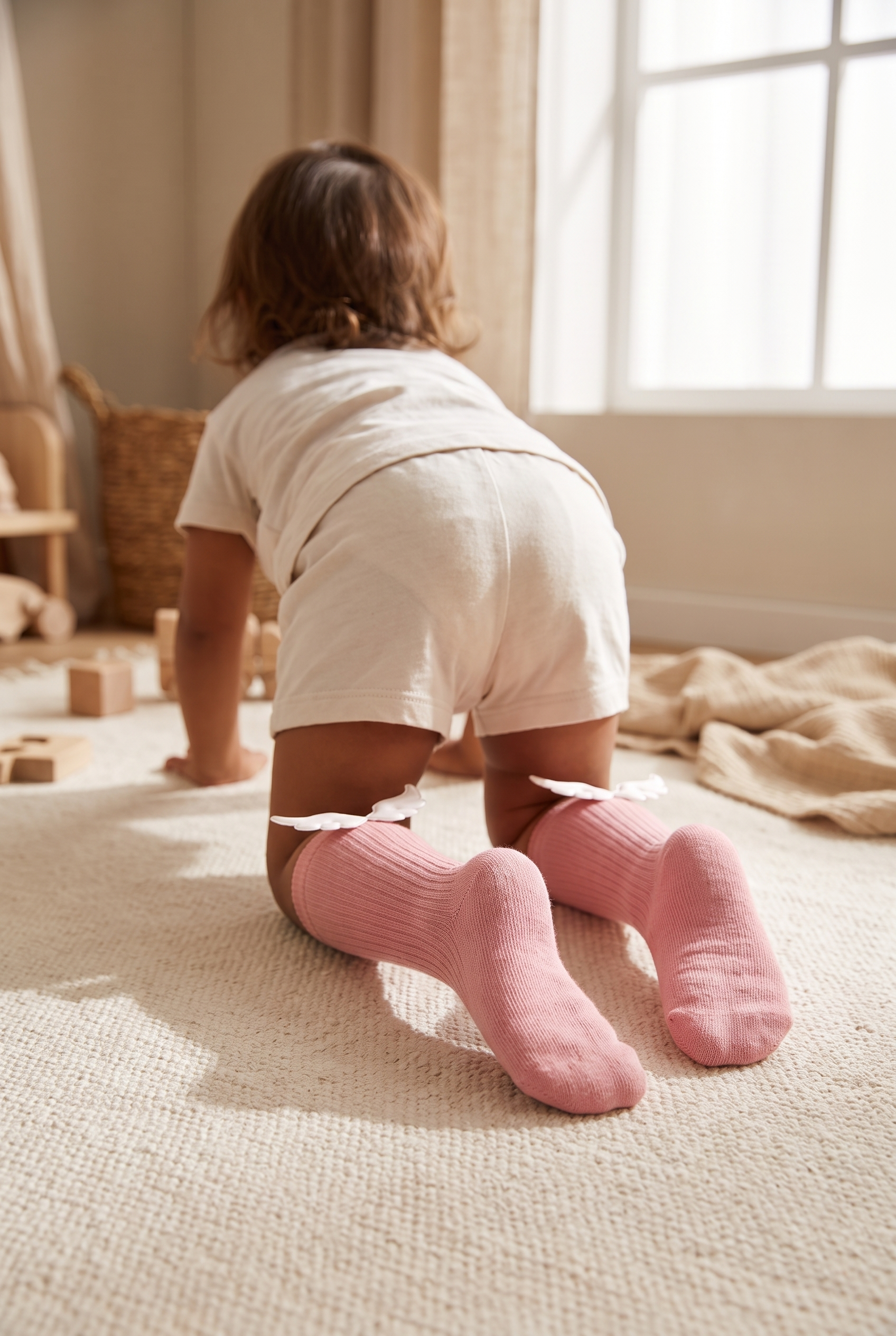 Baby Knee-High Socks With Wing Accessories Pink