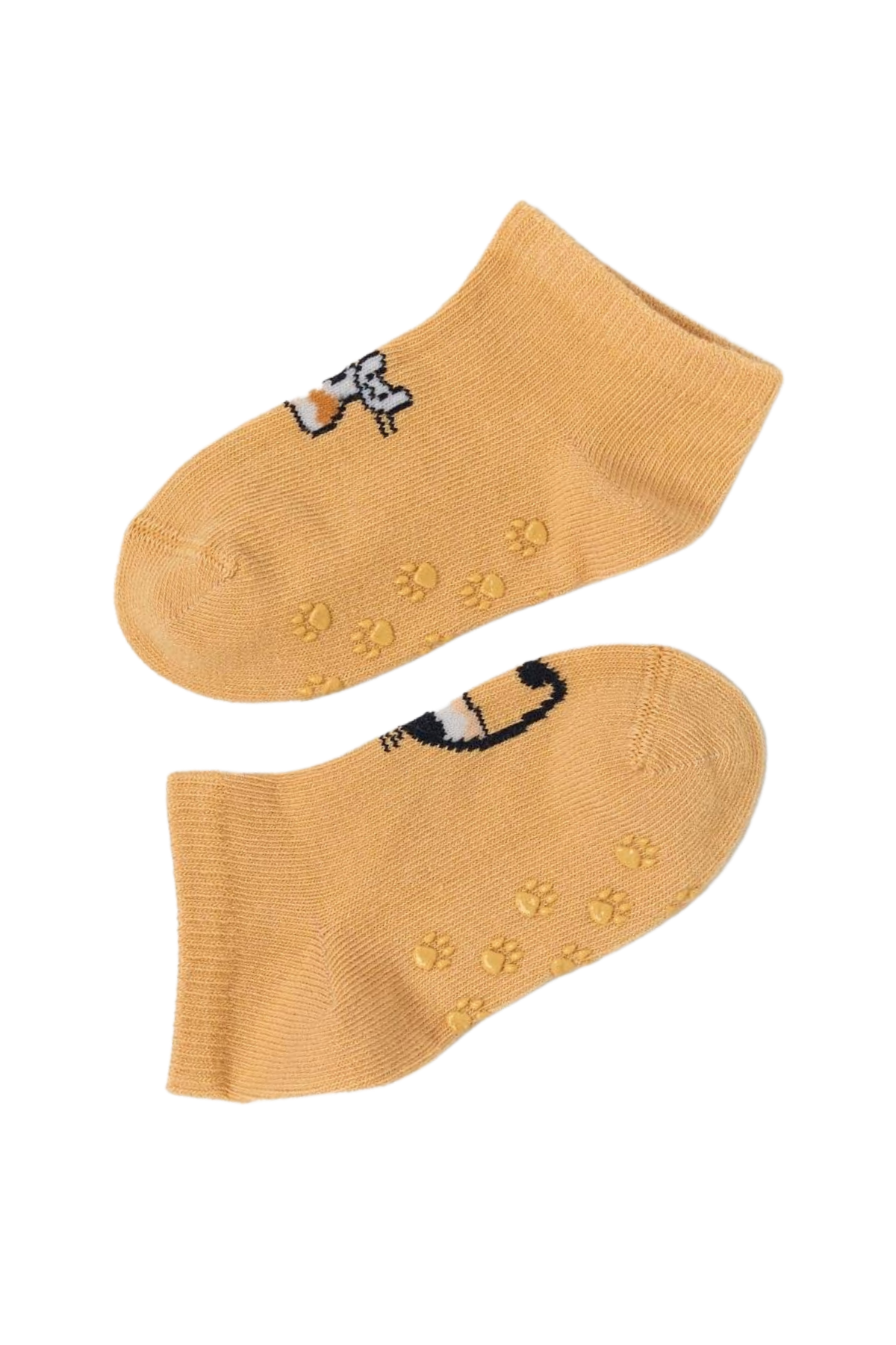 Bebek Kedi Desenli 2'li Step Çorap Pembe-Kahverengi