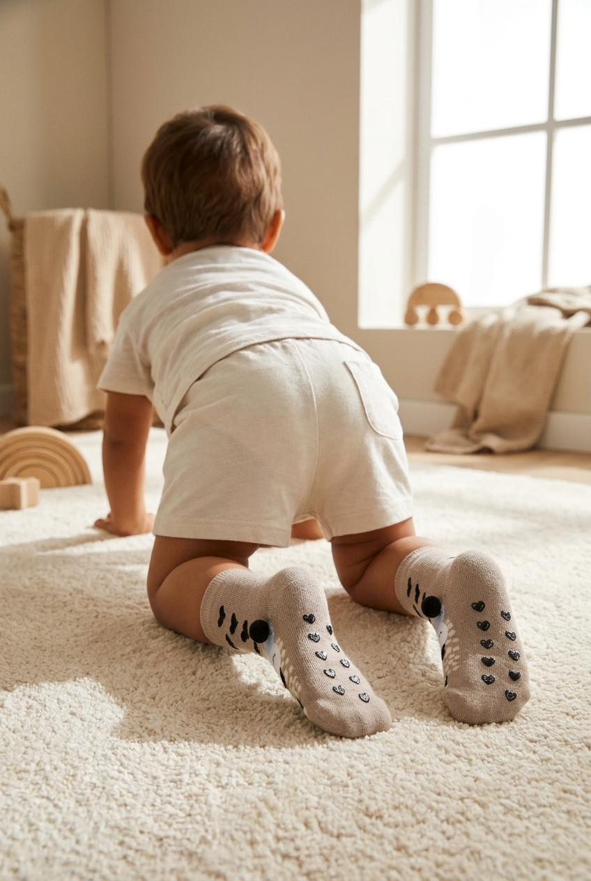 Baby Cute Lamb Patterned Socks Beige