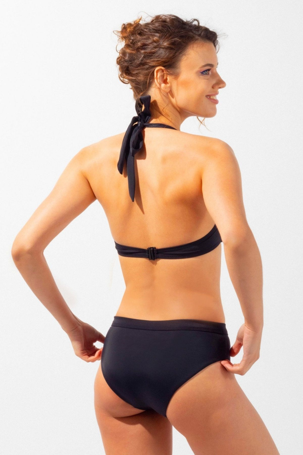 Black Düz İp Askılı Kadın Bikini-SİYAH
