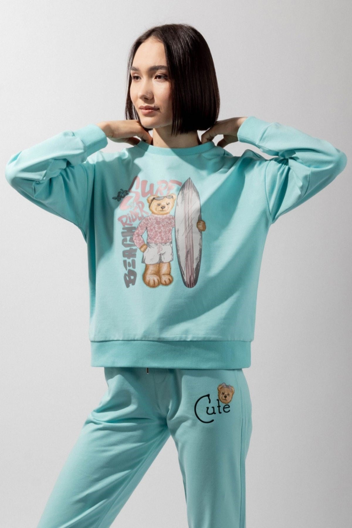 Blue College Kadın Sweatshirt-AQUA
