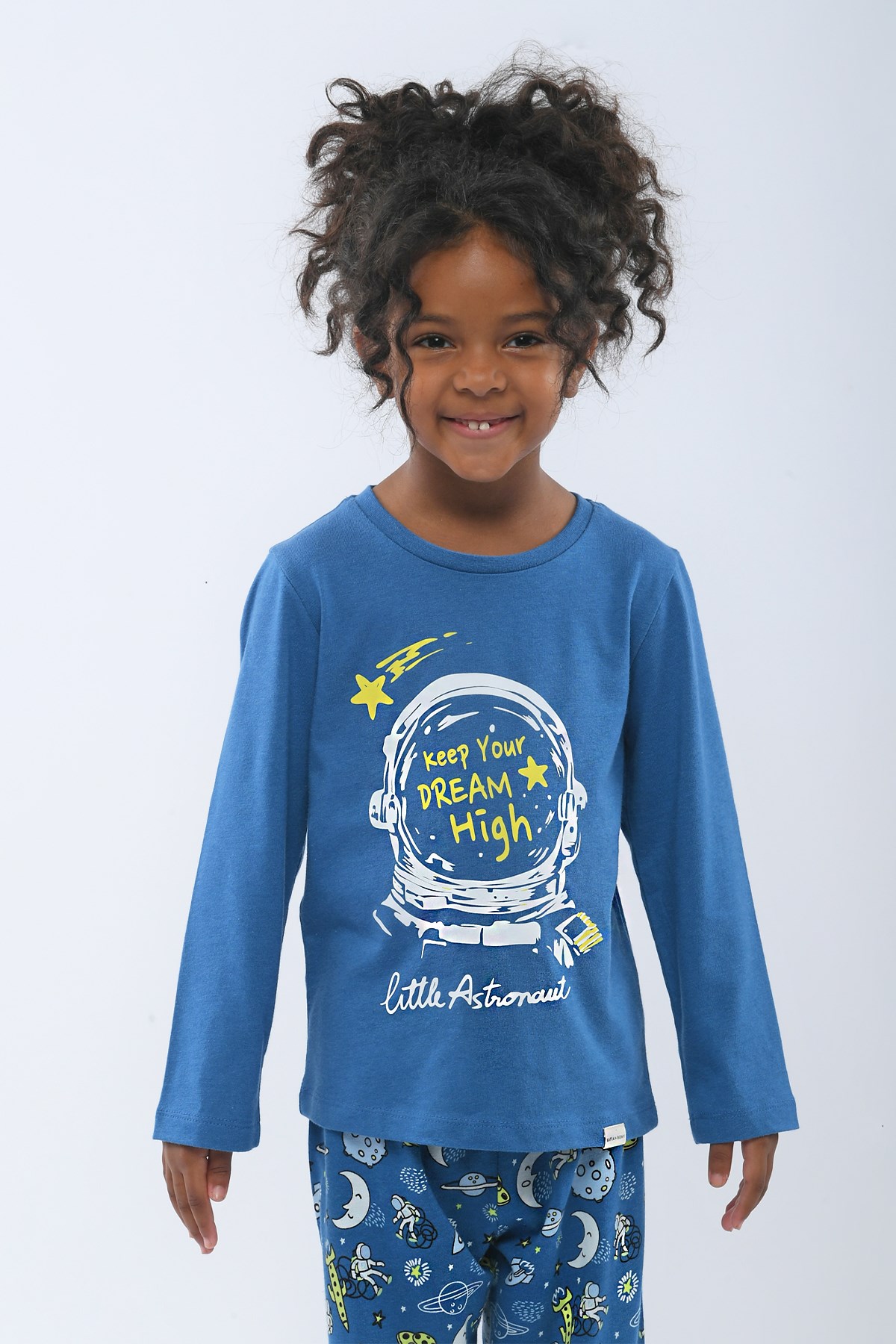 Blue Space Kız Çocuk Pijama Takımı MAVİ