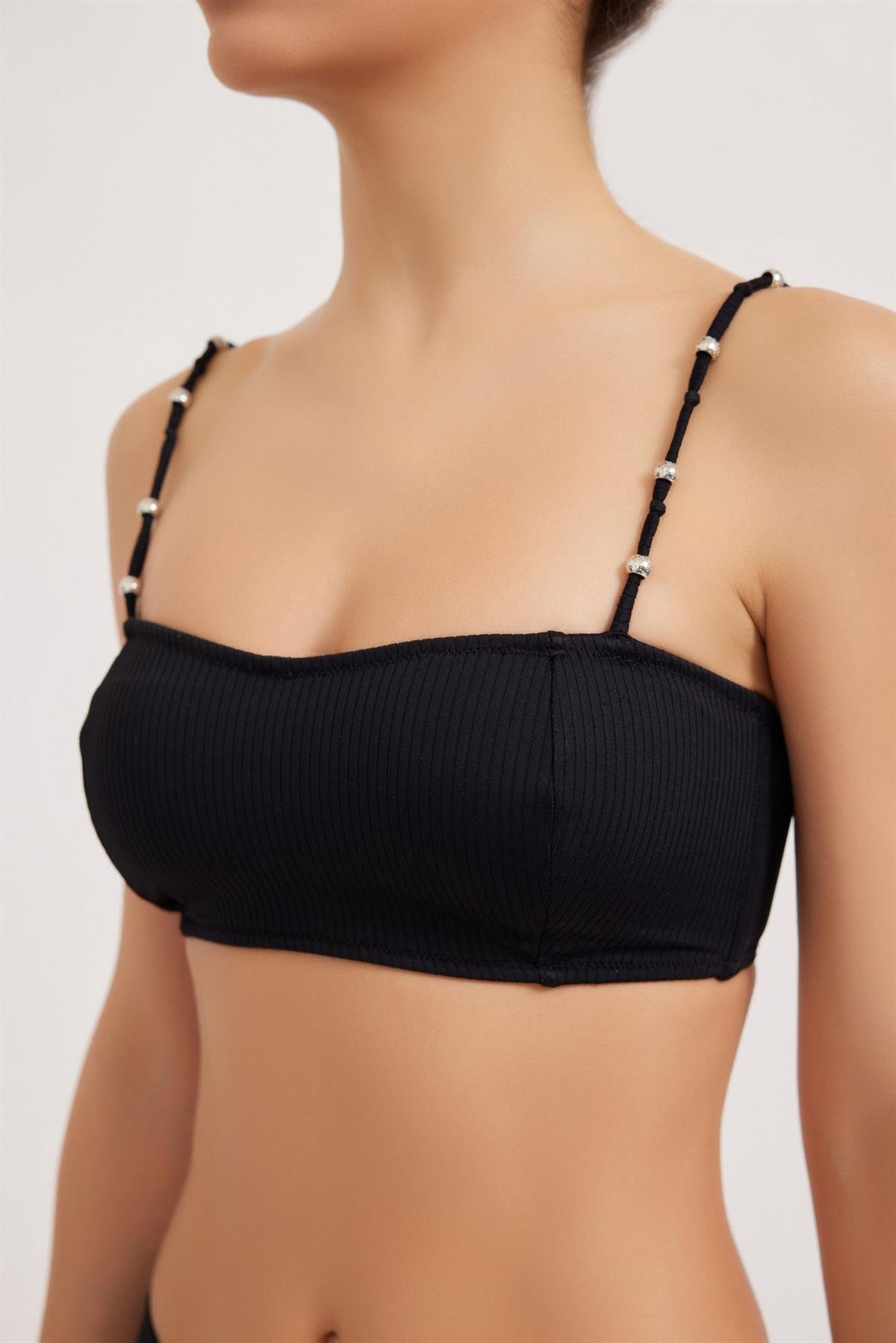 Boncuk Askı Kadın Bikini Üst SİYAH