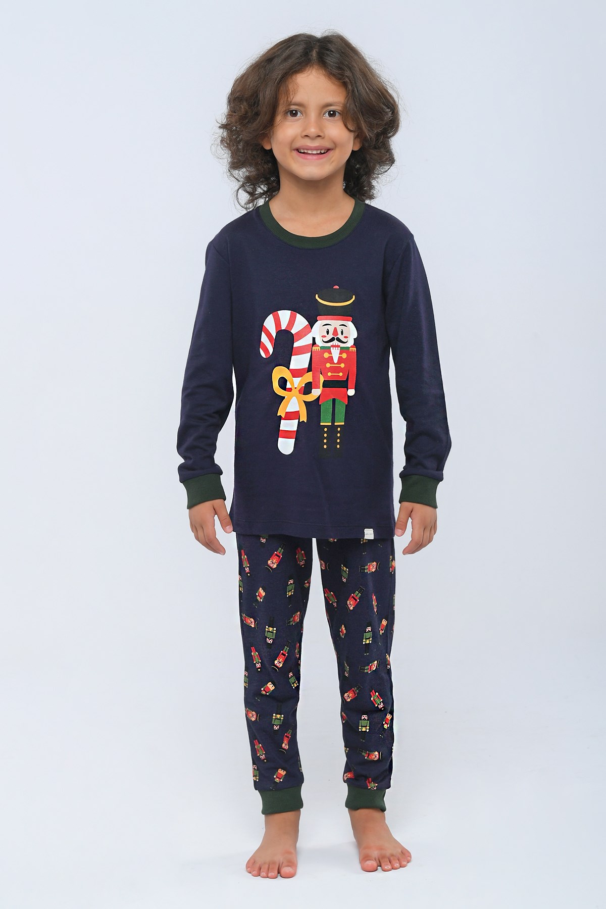 Candy Cane Erkek Çocuk Pijama Takımı Lacivert