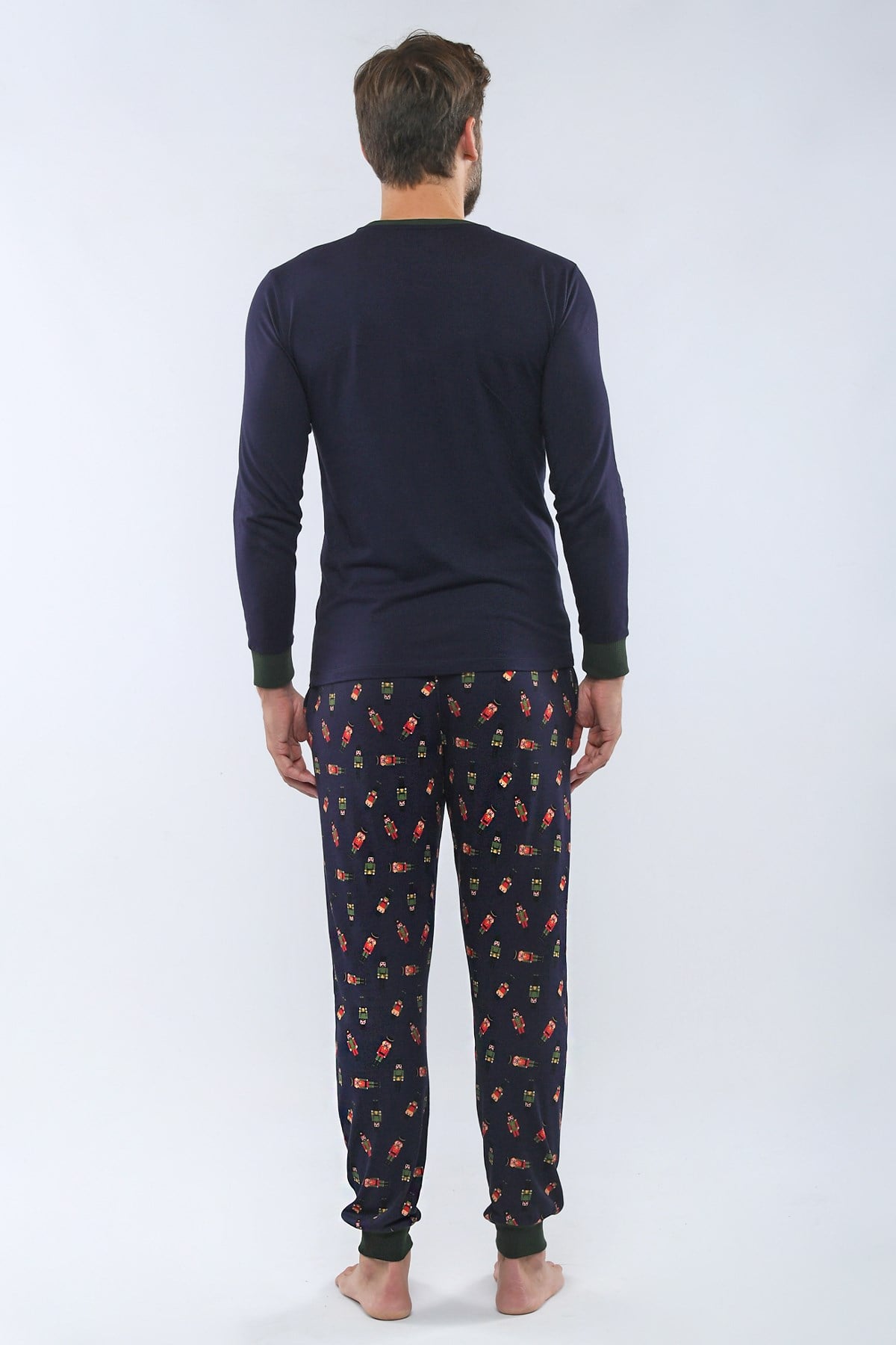 Candy Cane Erkek Pijama Takımı Lacivert