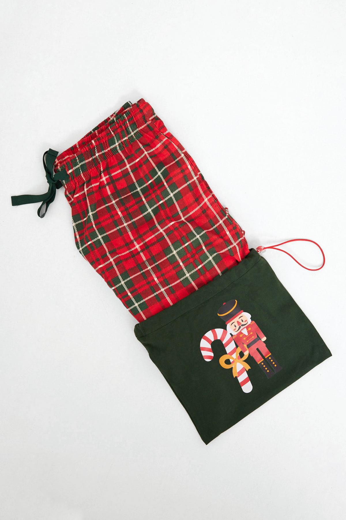 Candy Cane Kadın Ekose Pantolon Kırmızı