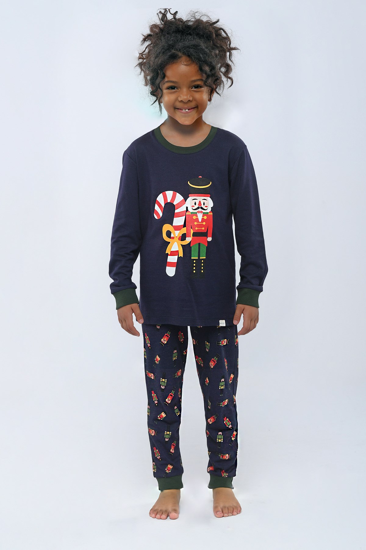Candy Cane Kız Çocuk Pijama Takımı Lacivert