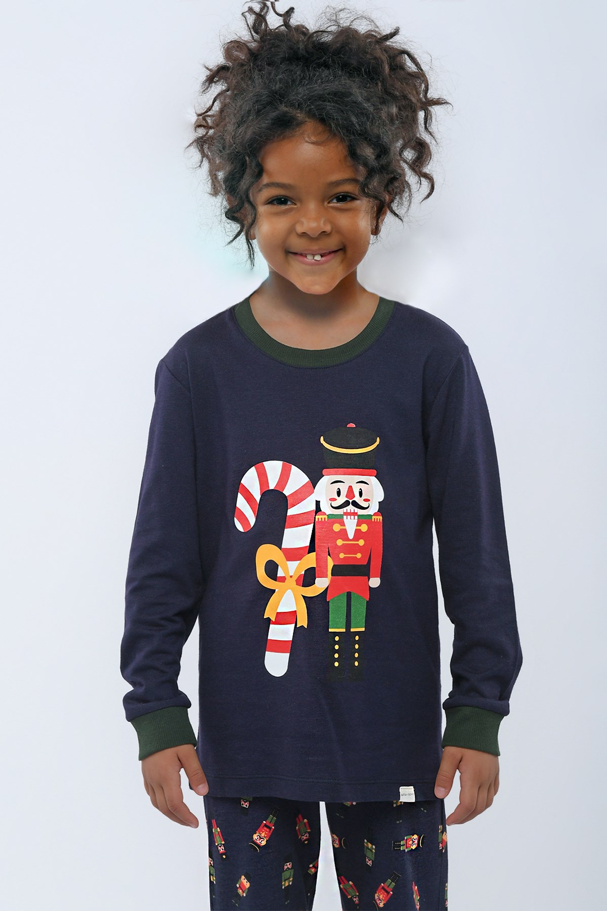 Candy Cane Kız Çocuk Pijama Takımı Lacivert