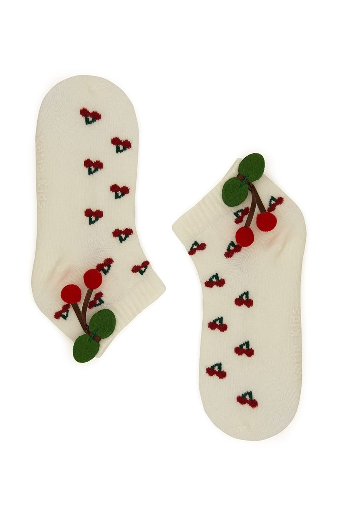 Cherry Çocuk Patik Çorap-Ekru