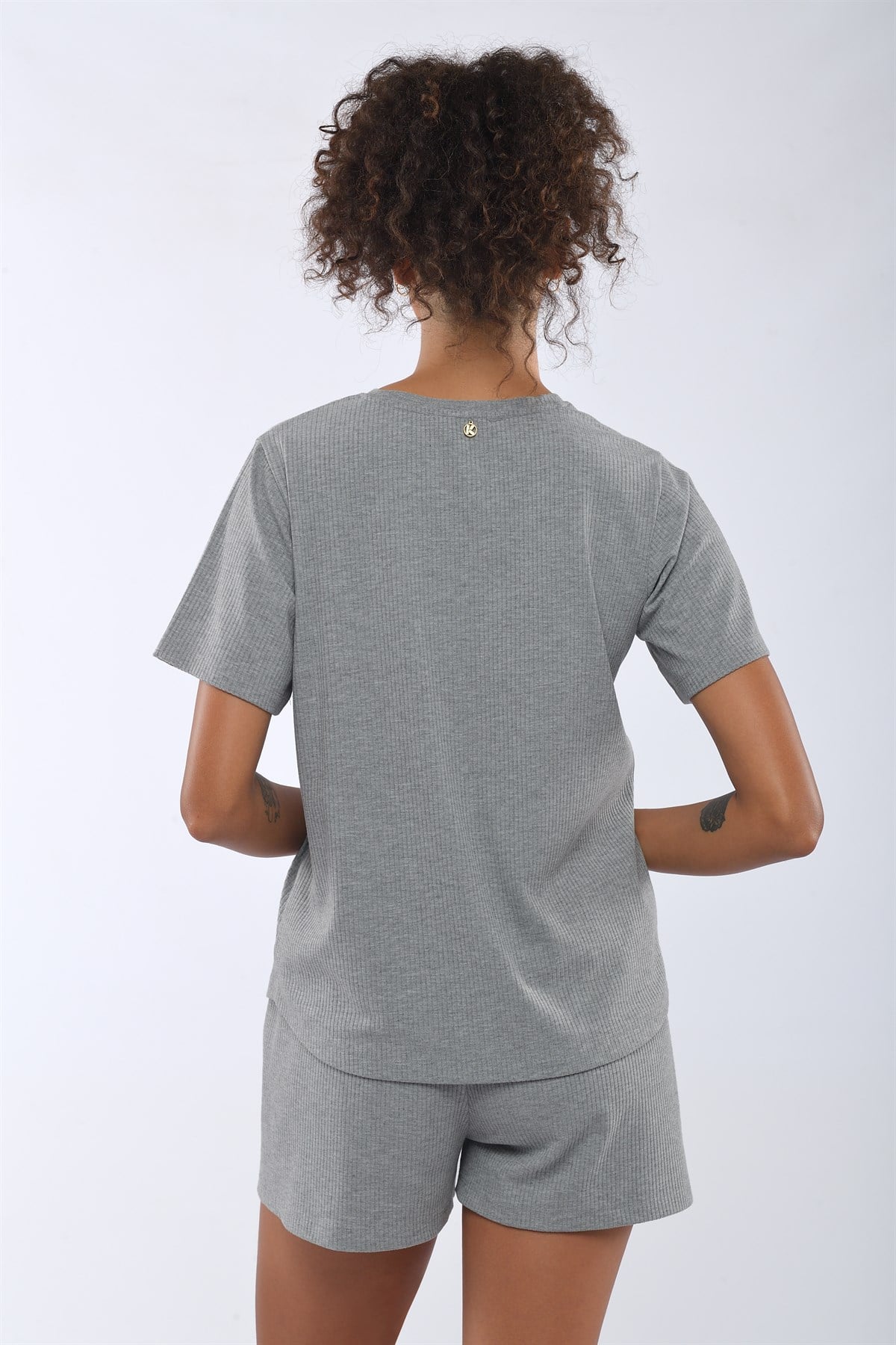Chic Kadın T-shirt Gri-Melanj.