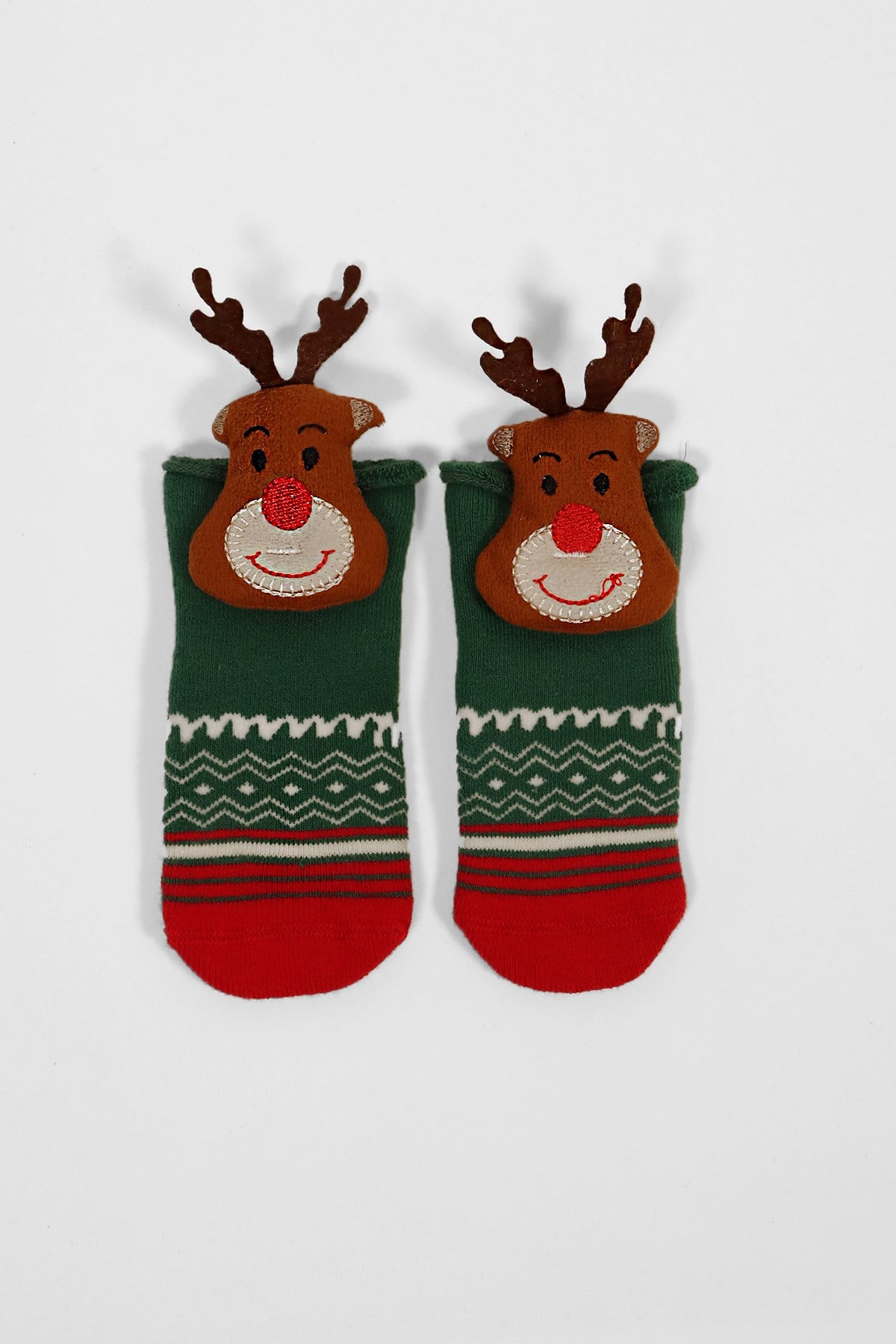 Christmas Deer Bebek Soket Çorap Yeşil