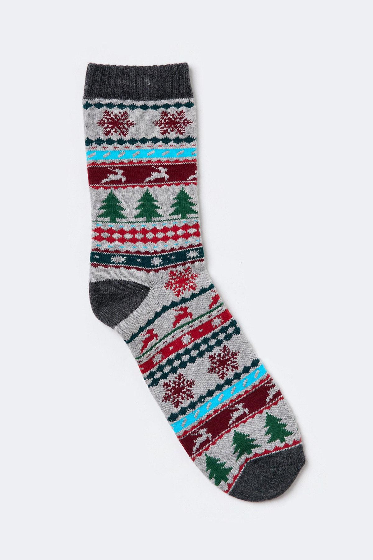 Christmas Soket Çorap Gri-Melanj.