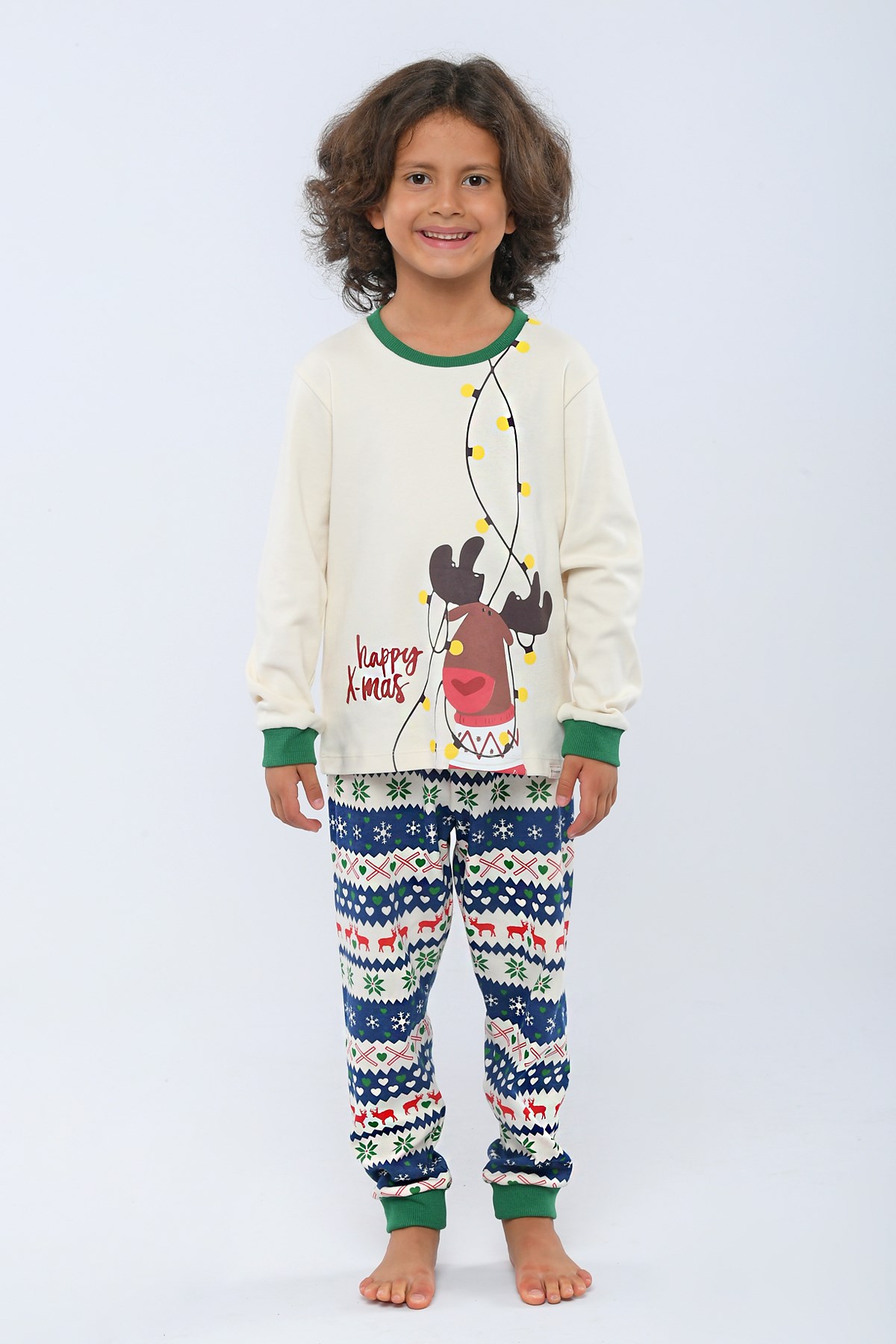 Christmas Spirit Erkek Çocuk Pijama Üst Ekru