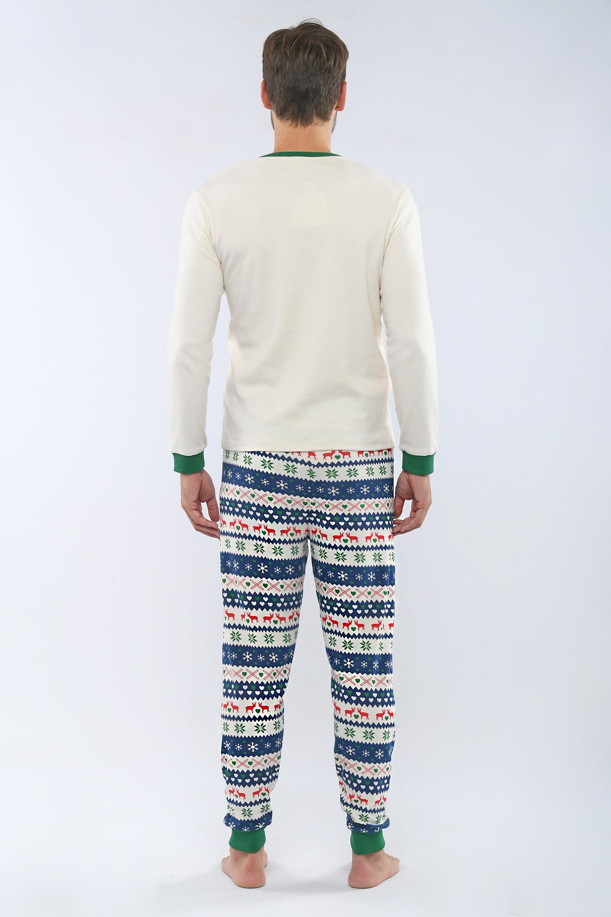 Christmas Spirit Erkek Pijama Üst Ekru