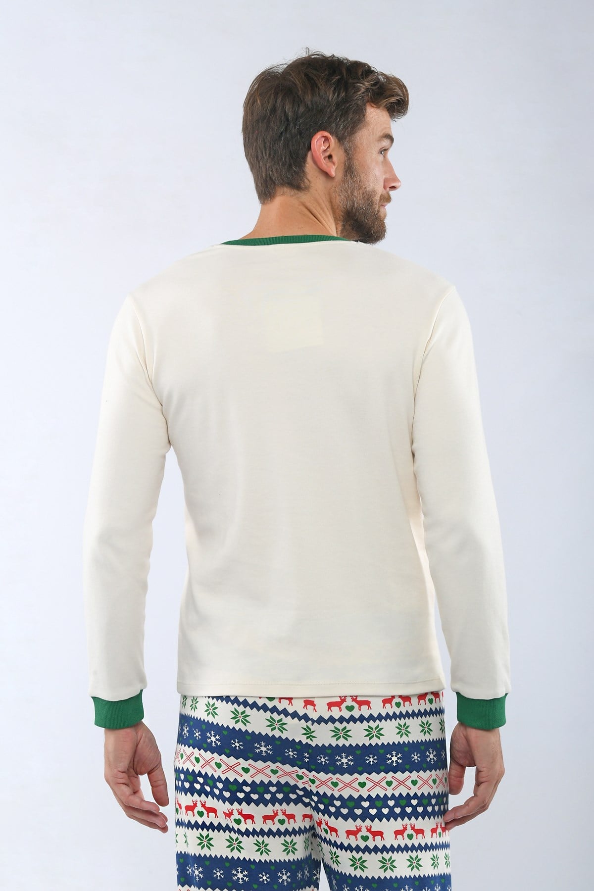 Christmas Spirit Erkek Pijama Üst Ekru