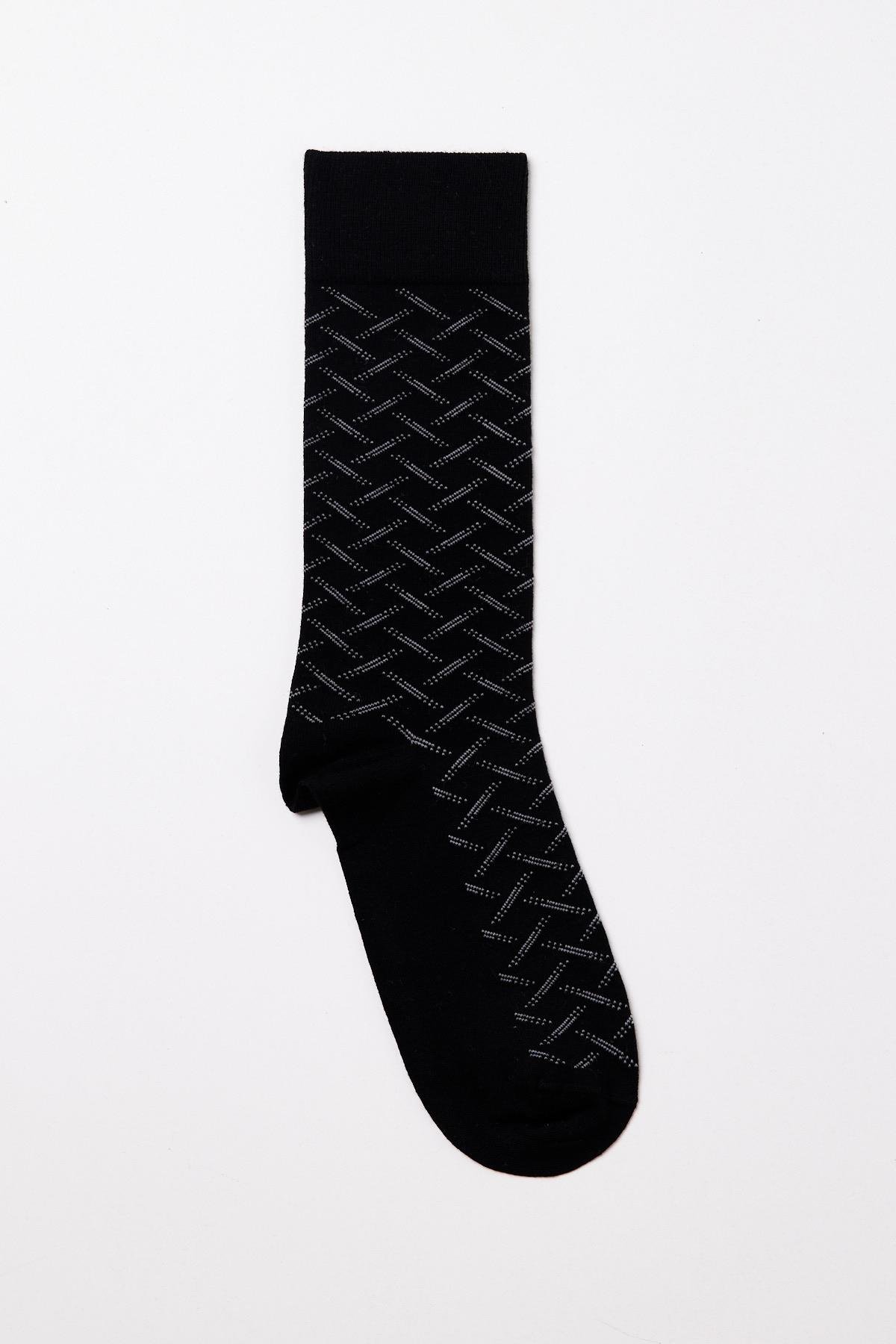 Çizgi Desenli Erkek Soket Çorap SİYAH