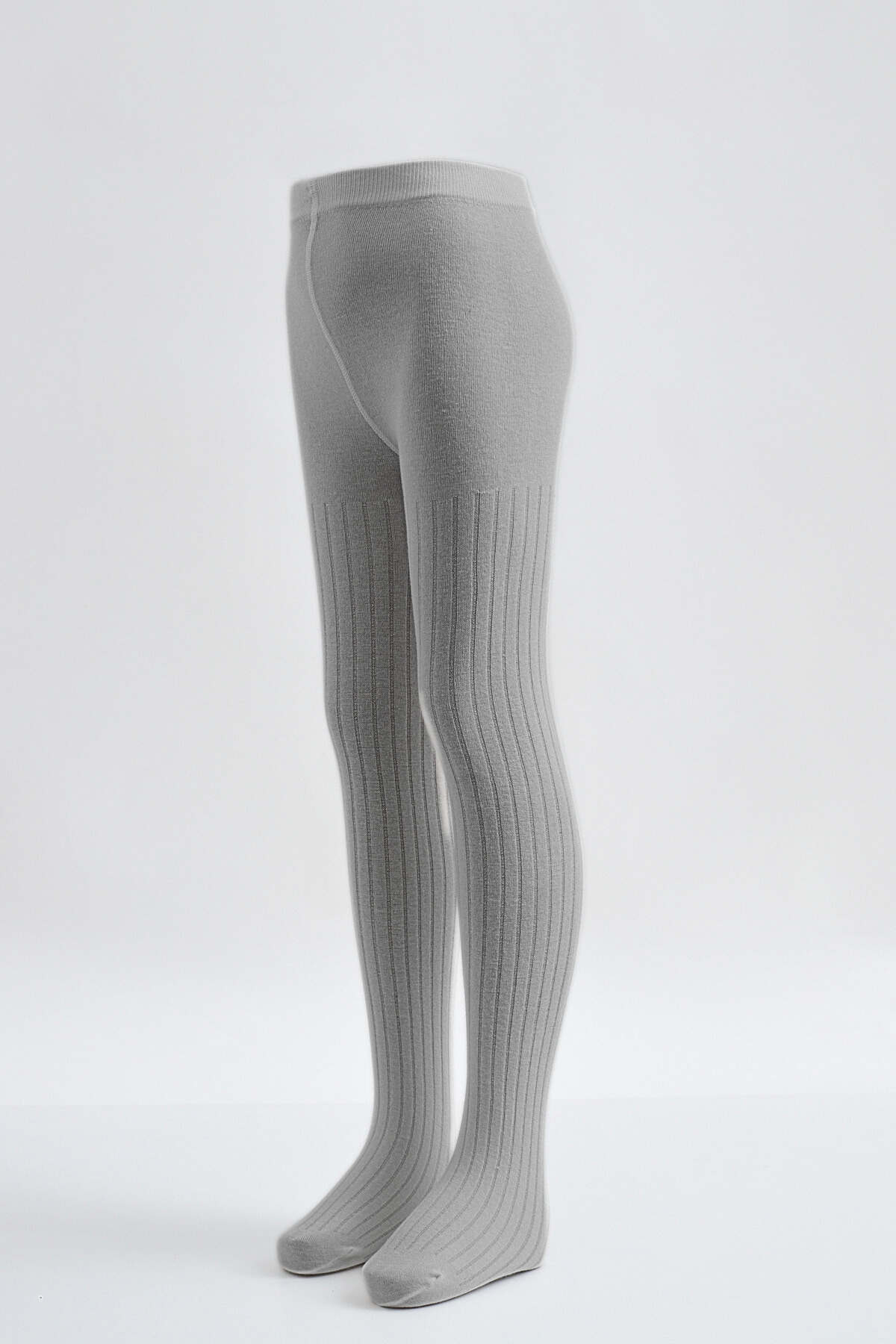 Çizgili Basic Çocuk Külotlu Çorap Gri