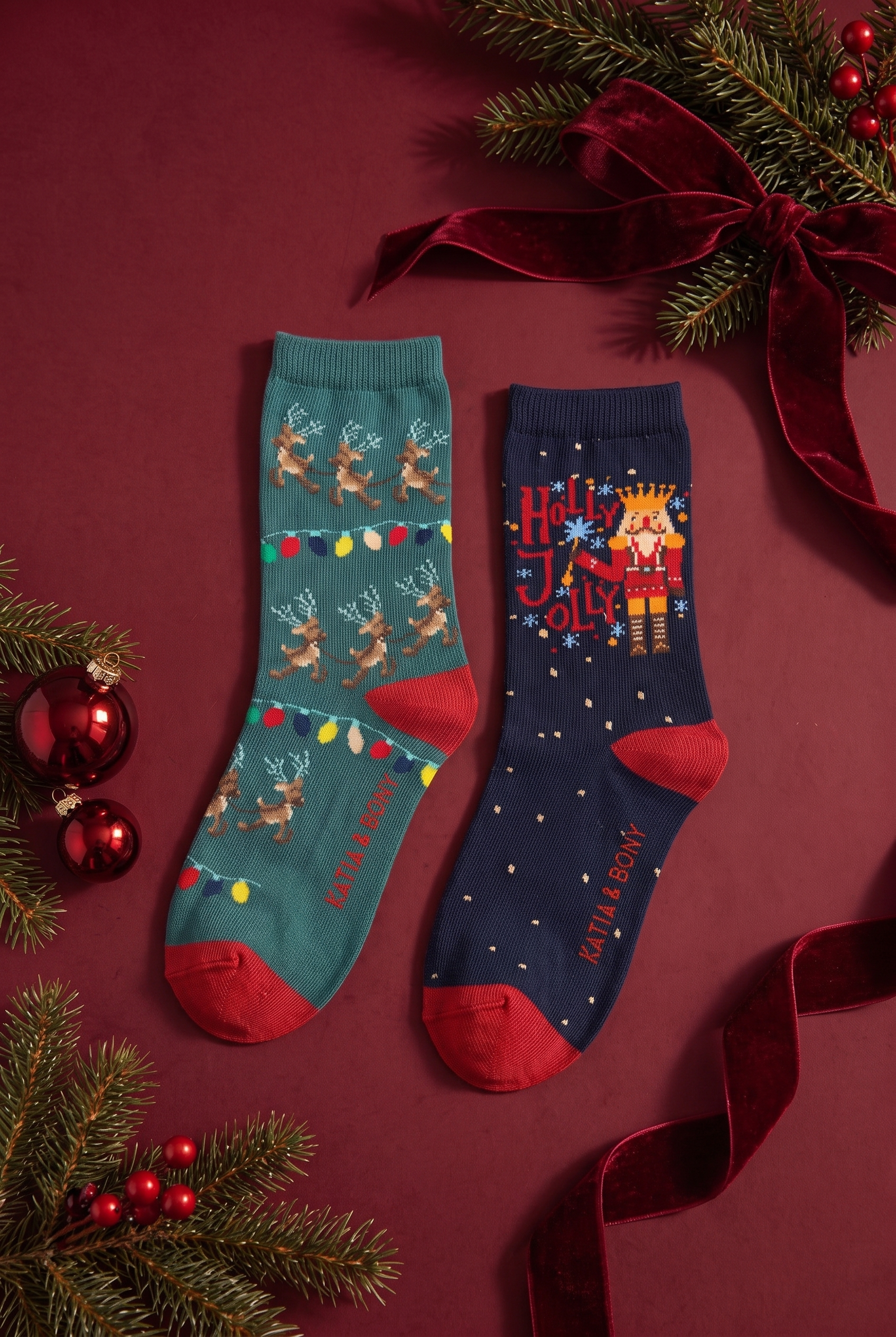 Çocuk 2'li Holly Jolly Yılbaşı Soket Çorap