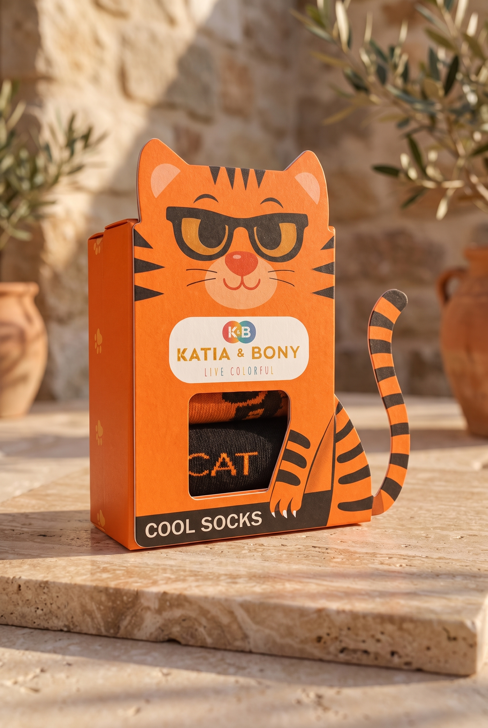 Çocuk 3D Kedi Desenli Kutulu 3'lü Soket Çorap