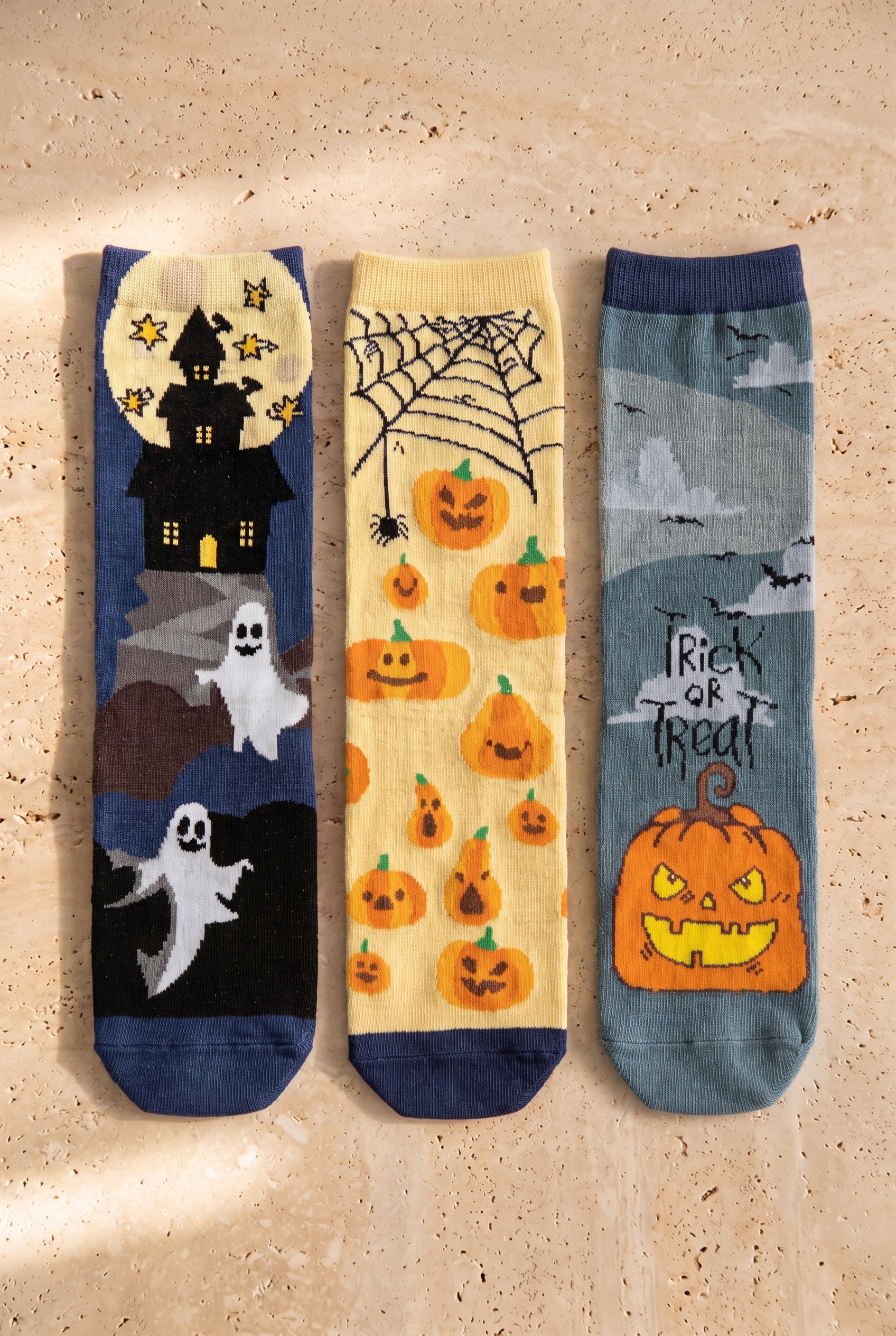 Children's 3-Pack Halloween Boxed Ankle Socks Dark Blue Mixed