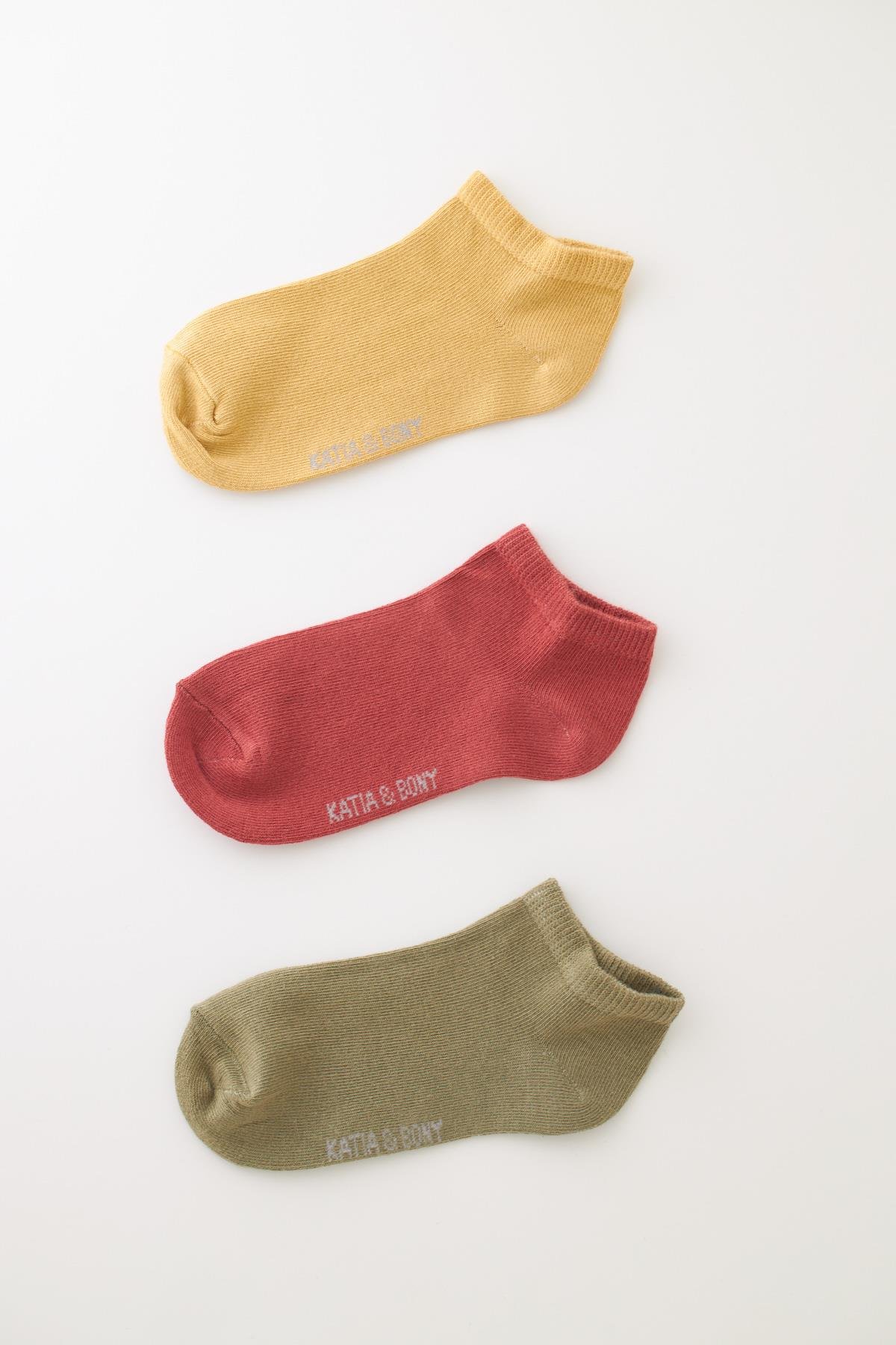 Çocuk 3'lü Pamuklu Patik Çorap