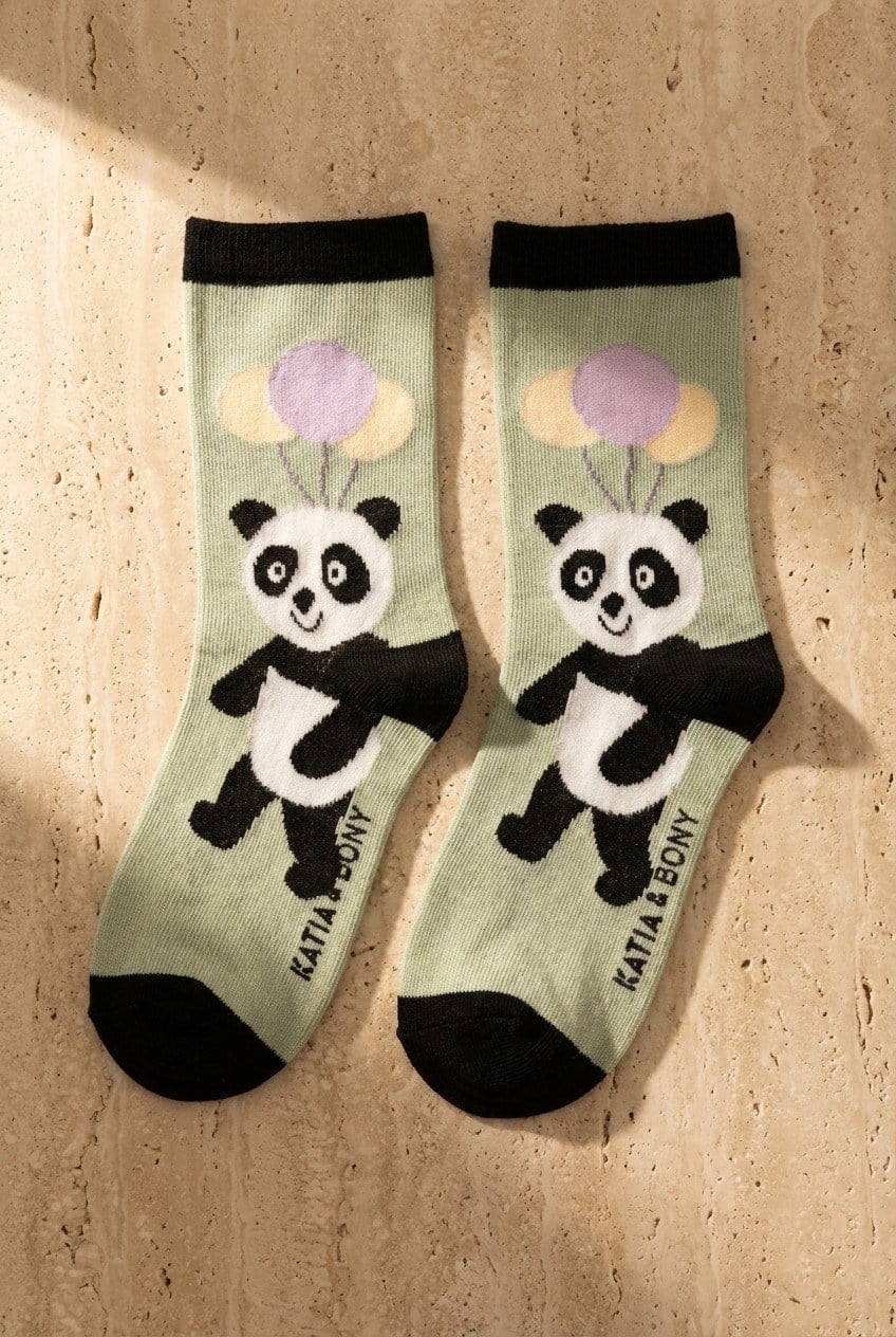 4Pck Panda Pattern Chıldren's Socks Socks Patterned