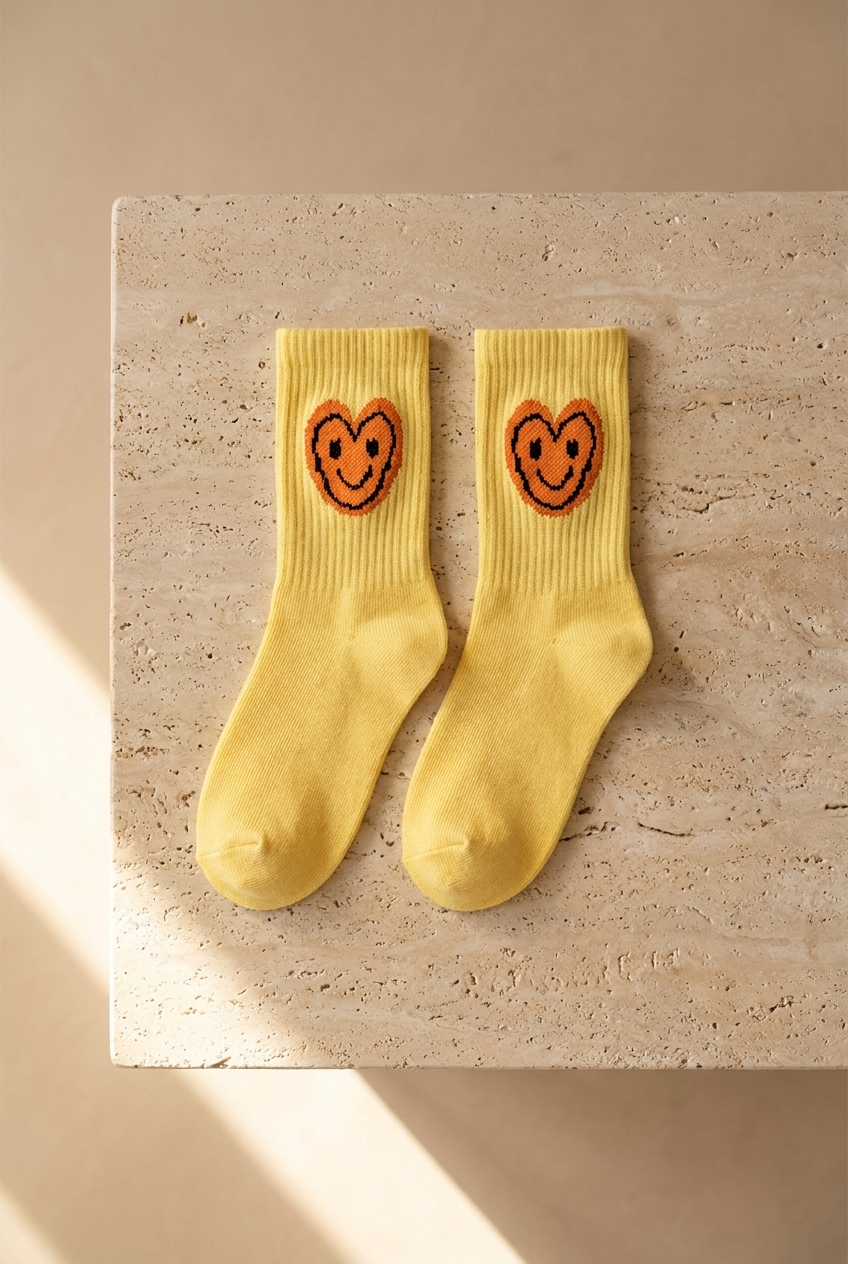Çocuk 4'lü Gülen Yüz Emojili Soket Çorap