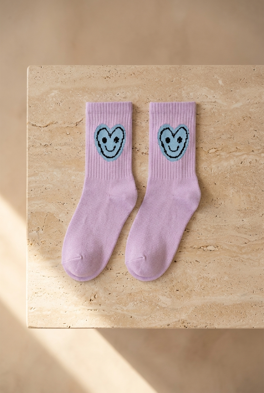 Çocuk 4'lü Gülen Yüz Emojili Soket Çorap