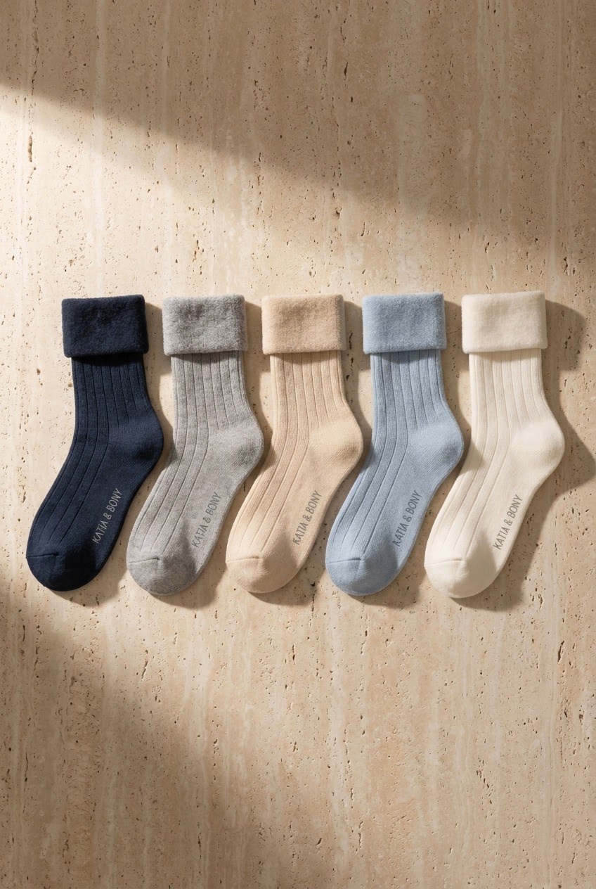 Children's 5 Pack Towel Sock Blue Mix