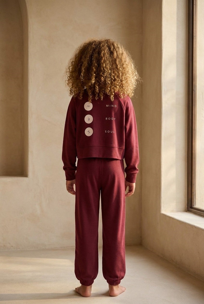 Çocuk Basic Fluffy Lastikli Paça Eşofman Altı Bordo 