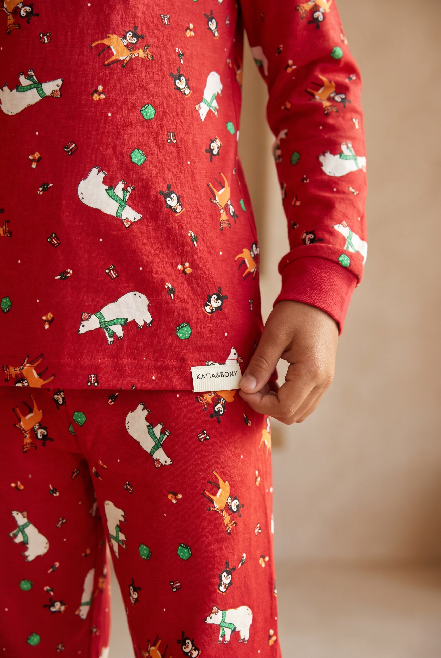 22612K2025 DEAR SANTA GEYİKLİ ERKEK ÇOCUK PİJAMA TAKIM Kırmızı
