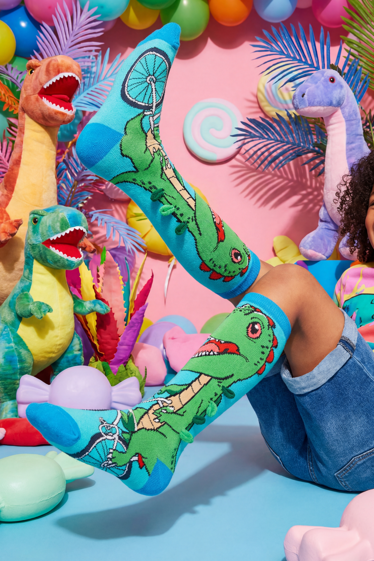 Çocuk Dinozorlu Dizaltı Çorap 