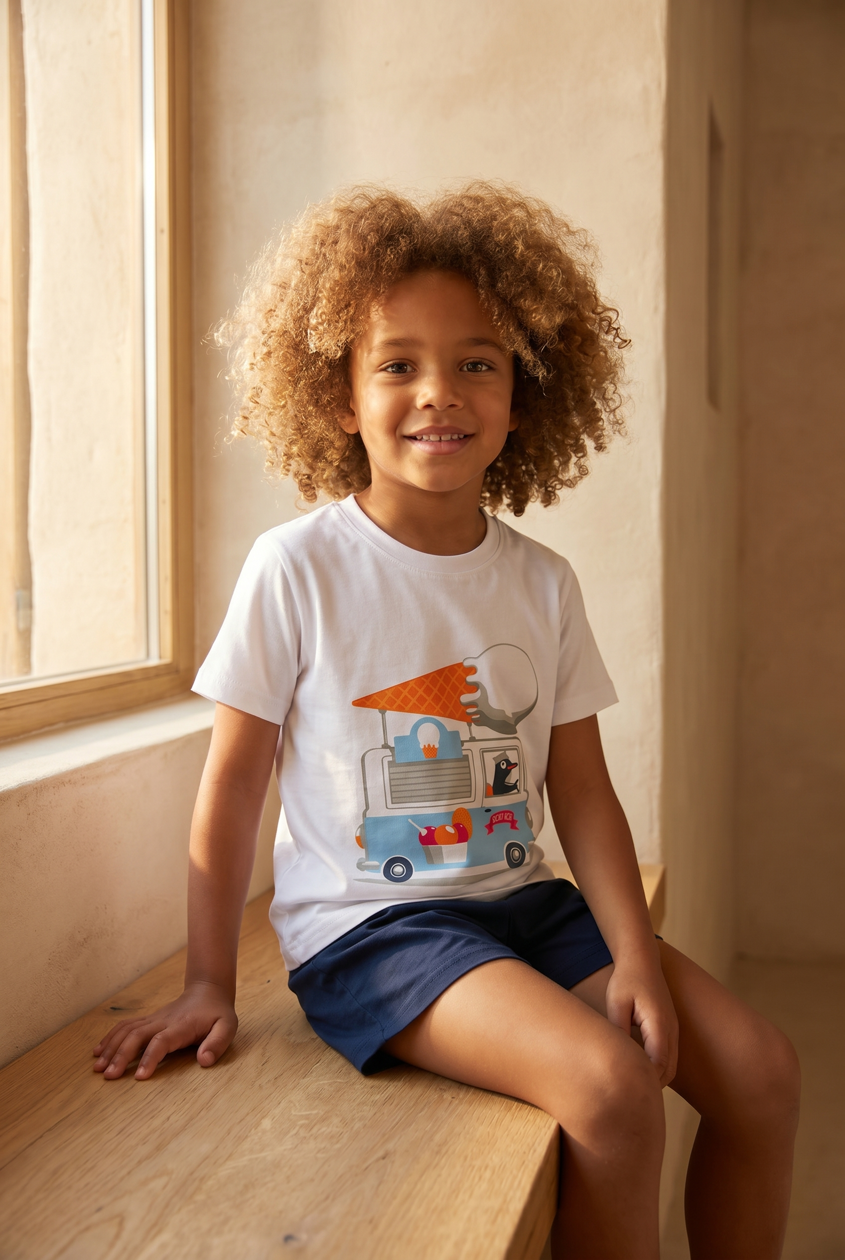 Çocuk Dondurma Desenli Şortlu Pijama Takımı