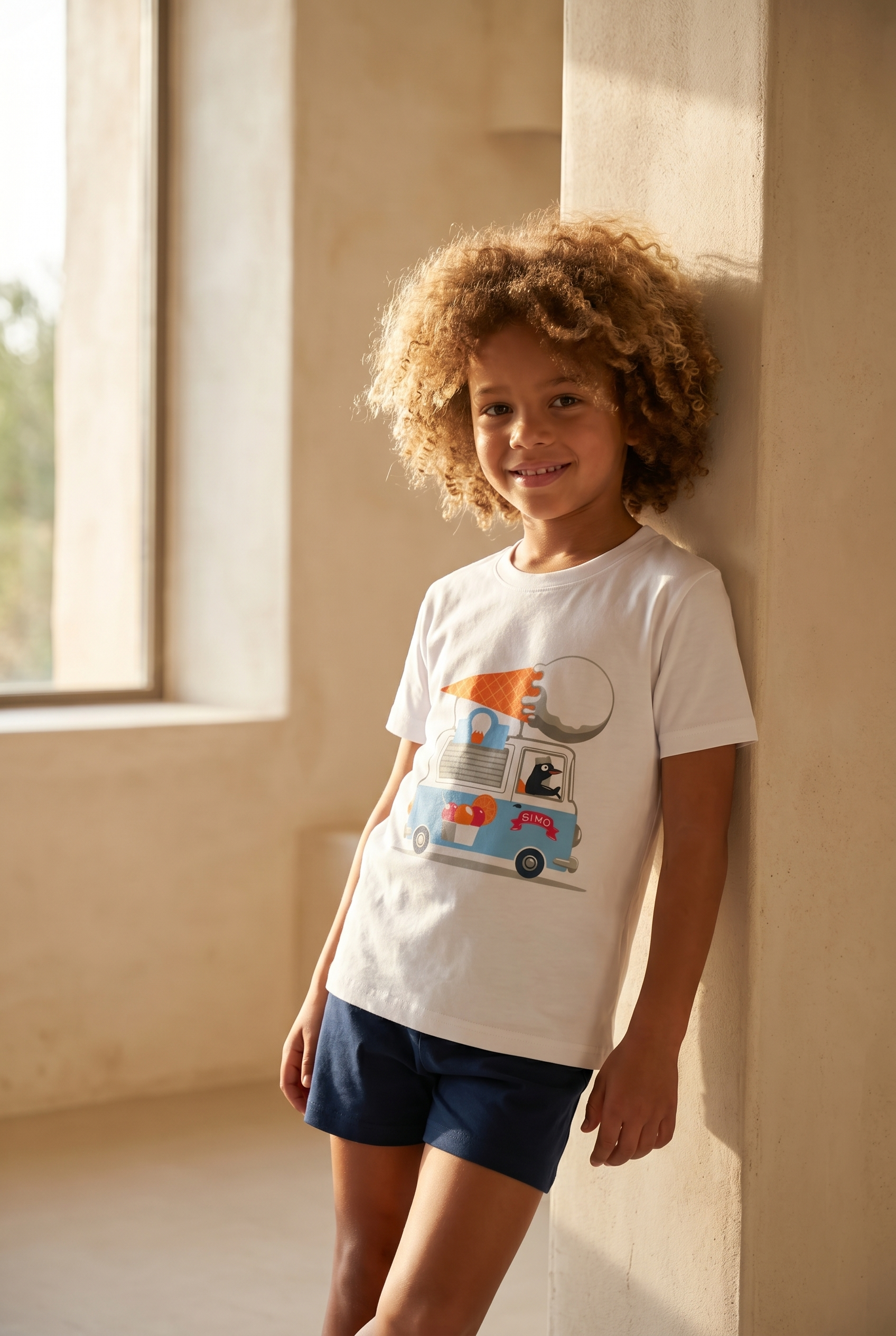 Çocuk Dondurma Desenli Şortlu Pijama Takımı