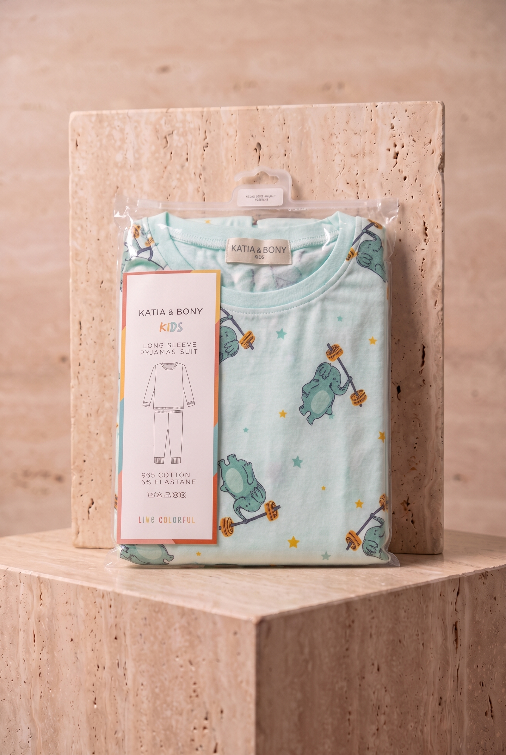 Çocuk Fil Desenli Paketli Pijama Takımı Yeşil