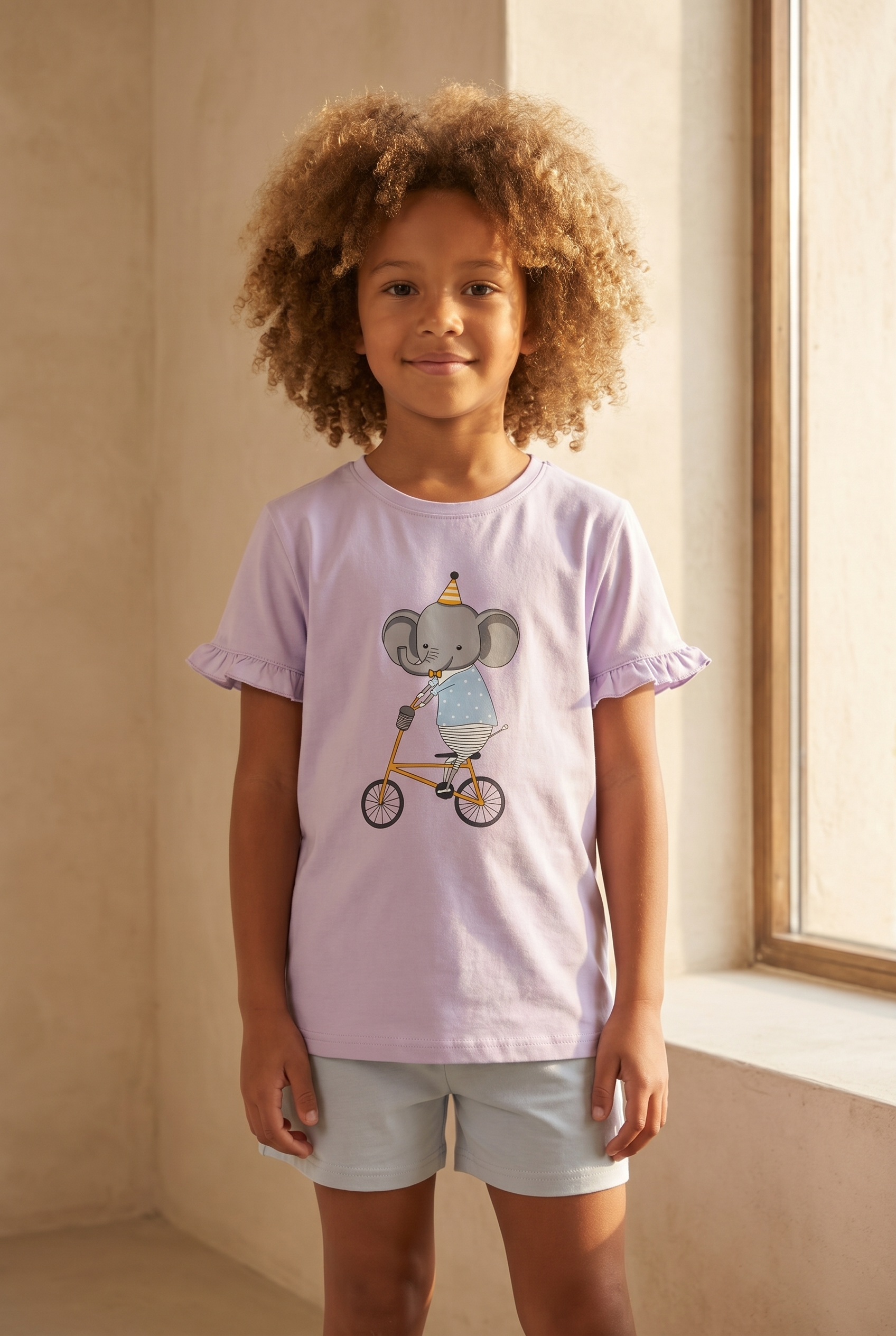 Çocuk Fil Desenli Şortlu Pijama Takımı