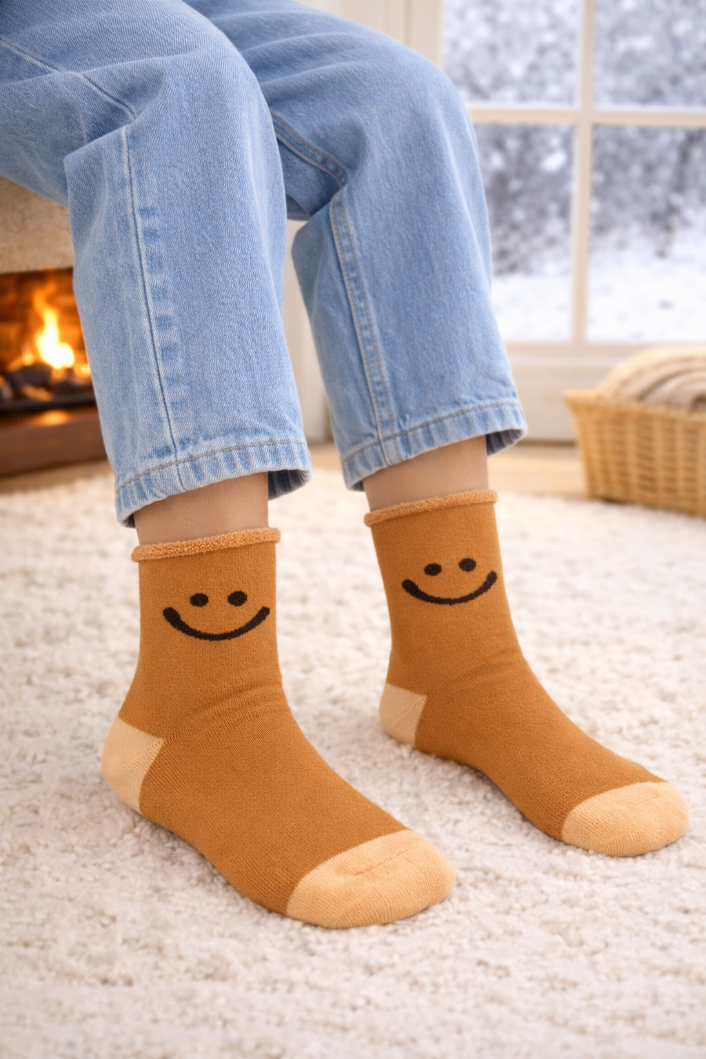 Çocuk Gülen Surat Desenli Sürpriz Havlu Soket Çorap Çok Renkli