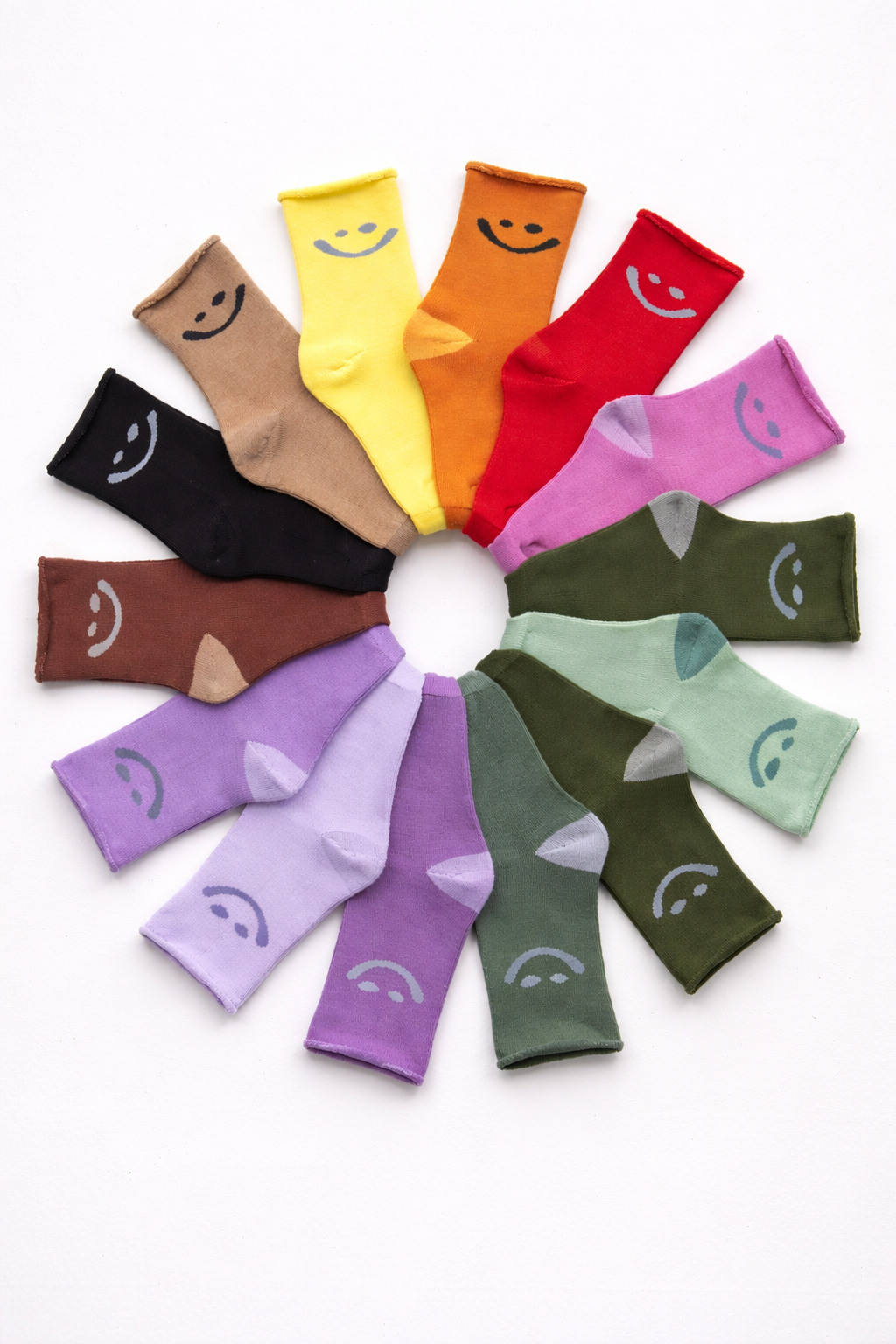 Çocuk Gülen Surat Desenli Sürpriz Havlu Soket Çorap Çok Renkli