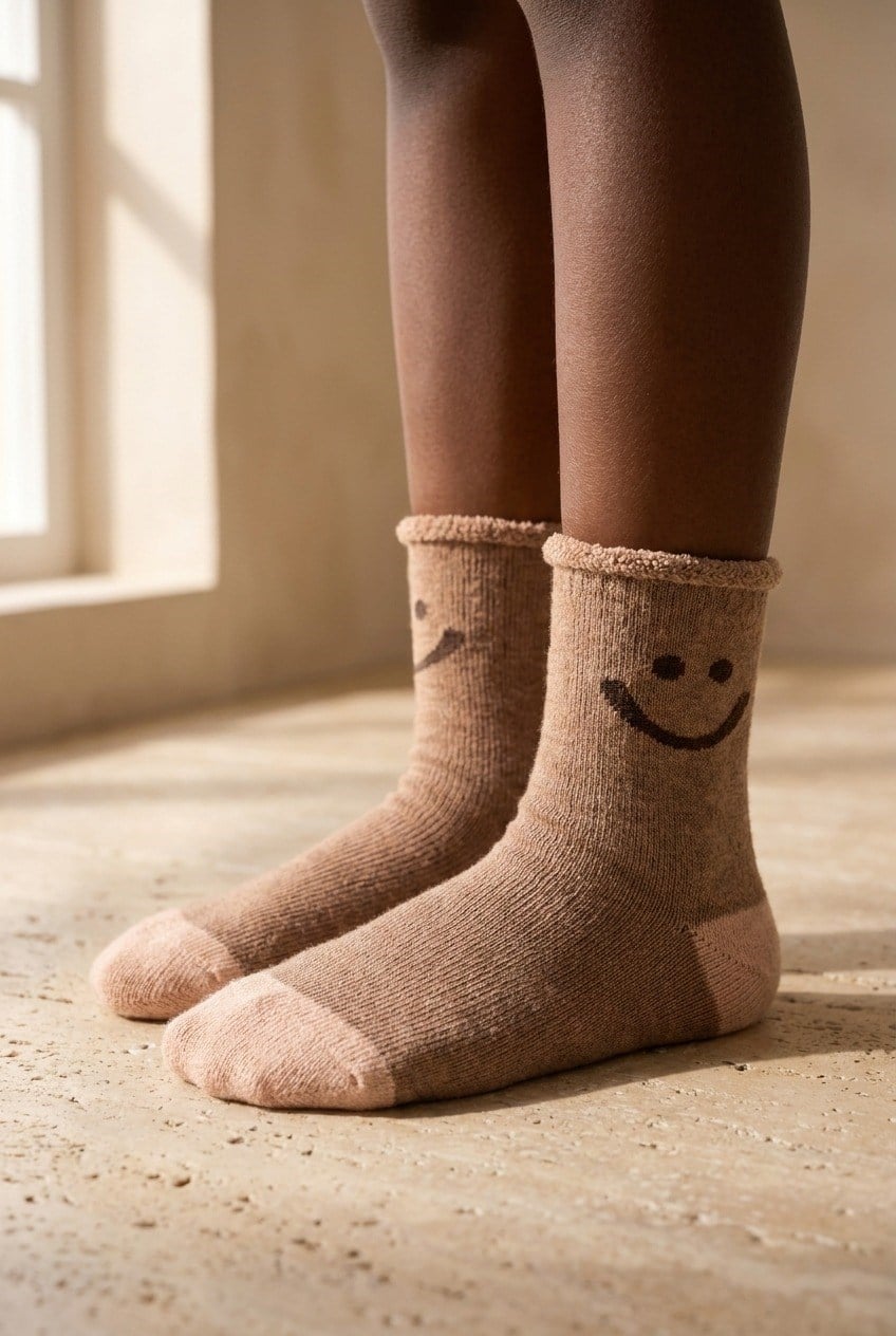 Children's Smiling Face Pattern Surprise Towel Ankle Socks Multi-Colored