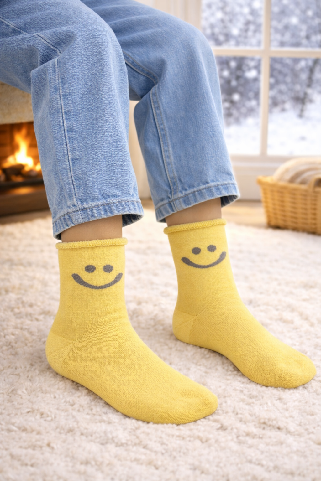 Çocuk Gülen Surat Desenli Sürpriz Havlu Soket Çorap Çok Renkli