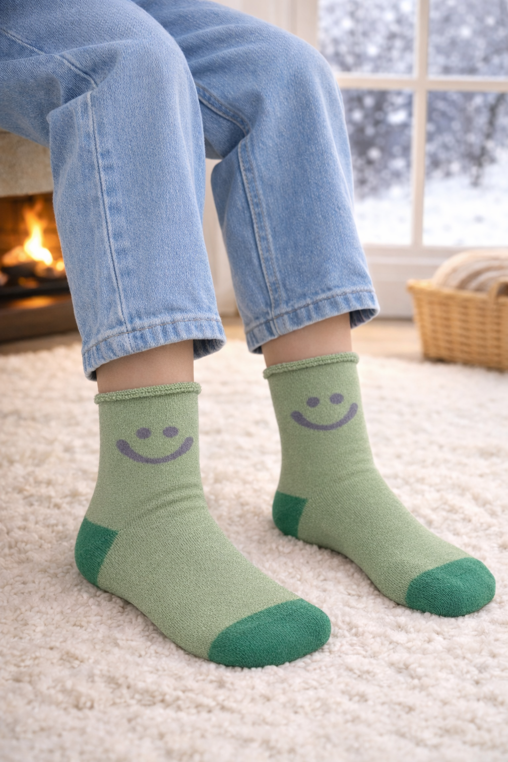 Çocuk Gülen Surat Desenli Sürpriz Havlu Soket Çorap Çok Renkli