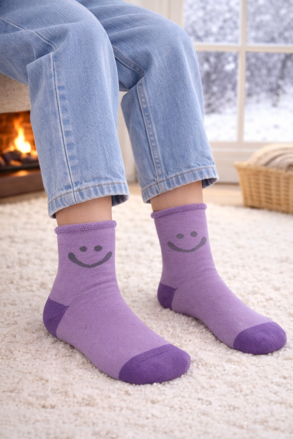 Çocuk Gülen Surat Desenli Sürpriz Havlu Soket Çorap Çok Renkli