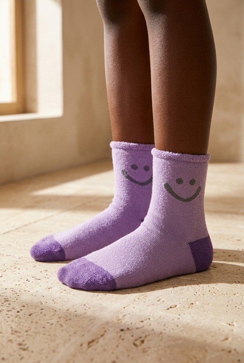Children's Smiling Face Pattern Surprise Towel Ankle Socks Multi-Colored