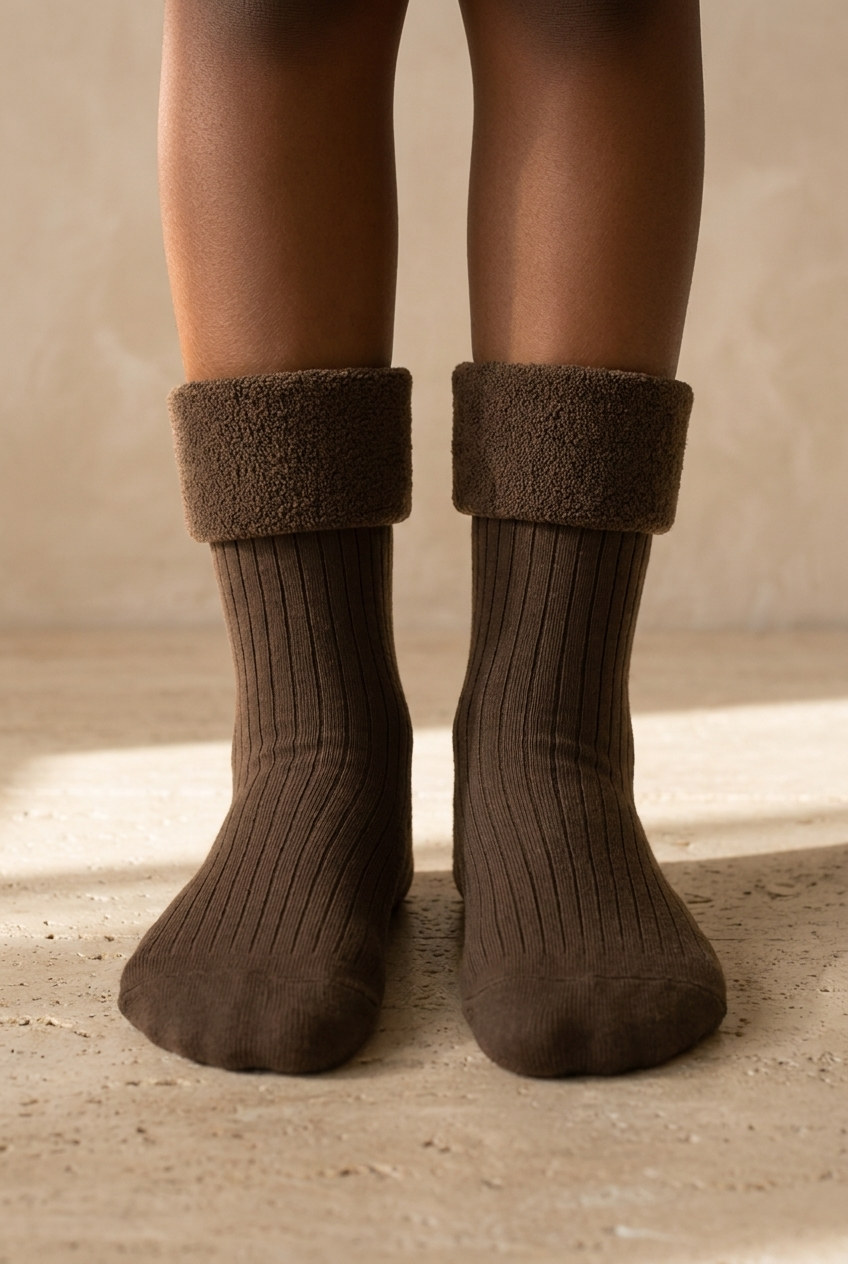 Children's Towel Socks Dark Brown