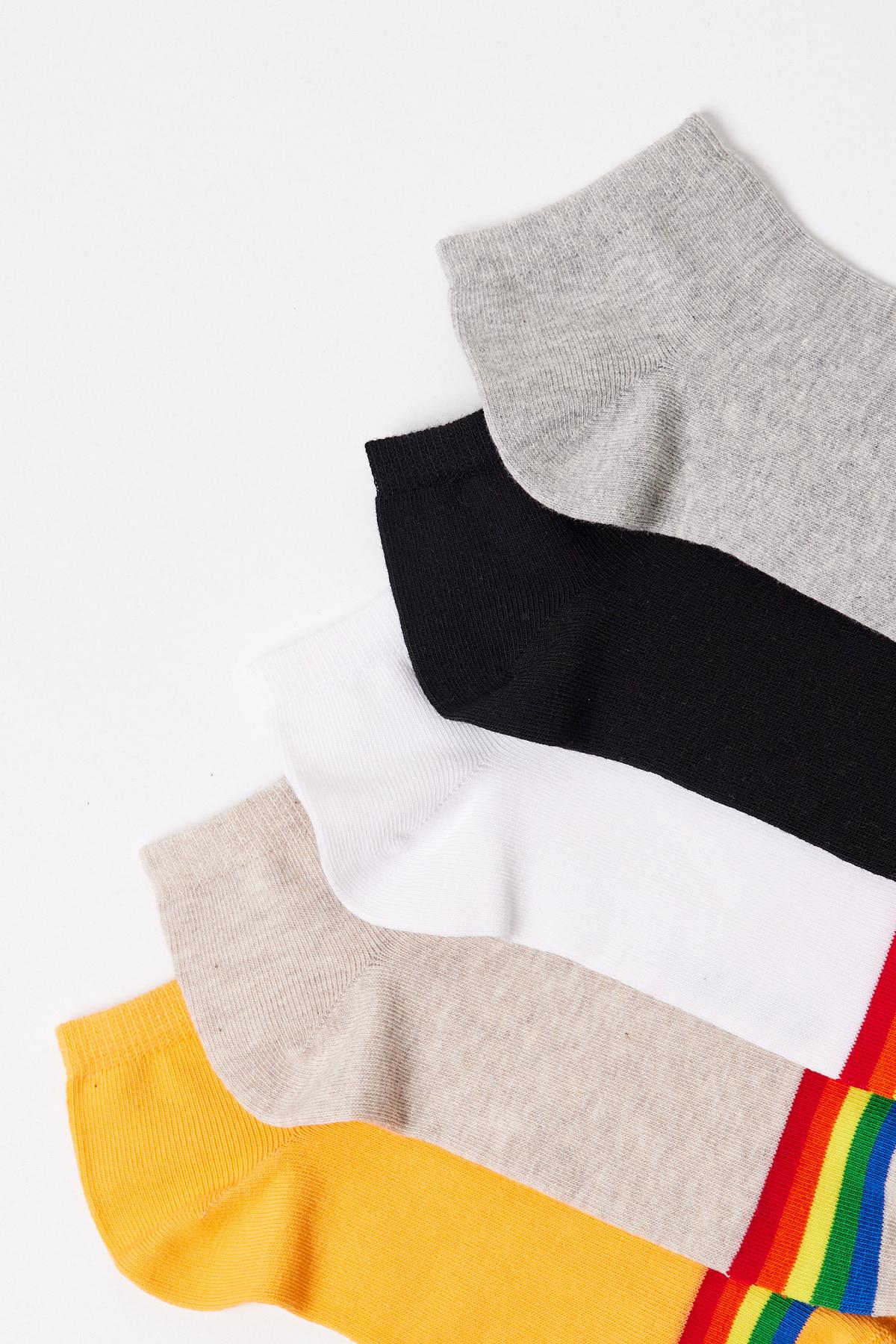 Çocuk Renkli Çizgili 5'li Patik Çorap