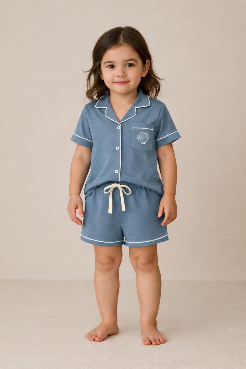 Çocuk Sea La Vie Şortlu Pijama Takımı Mavi