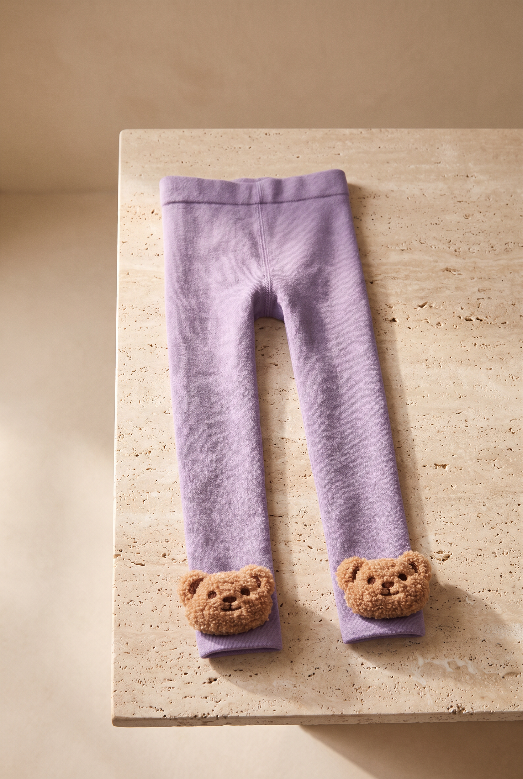 Çocuk Teddy Aksesuarlı İçi Havlu Tayt Lila
