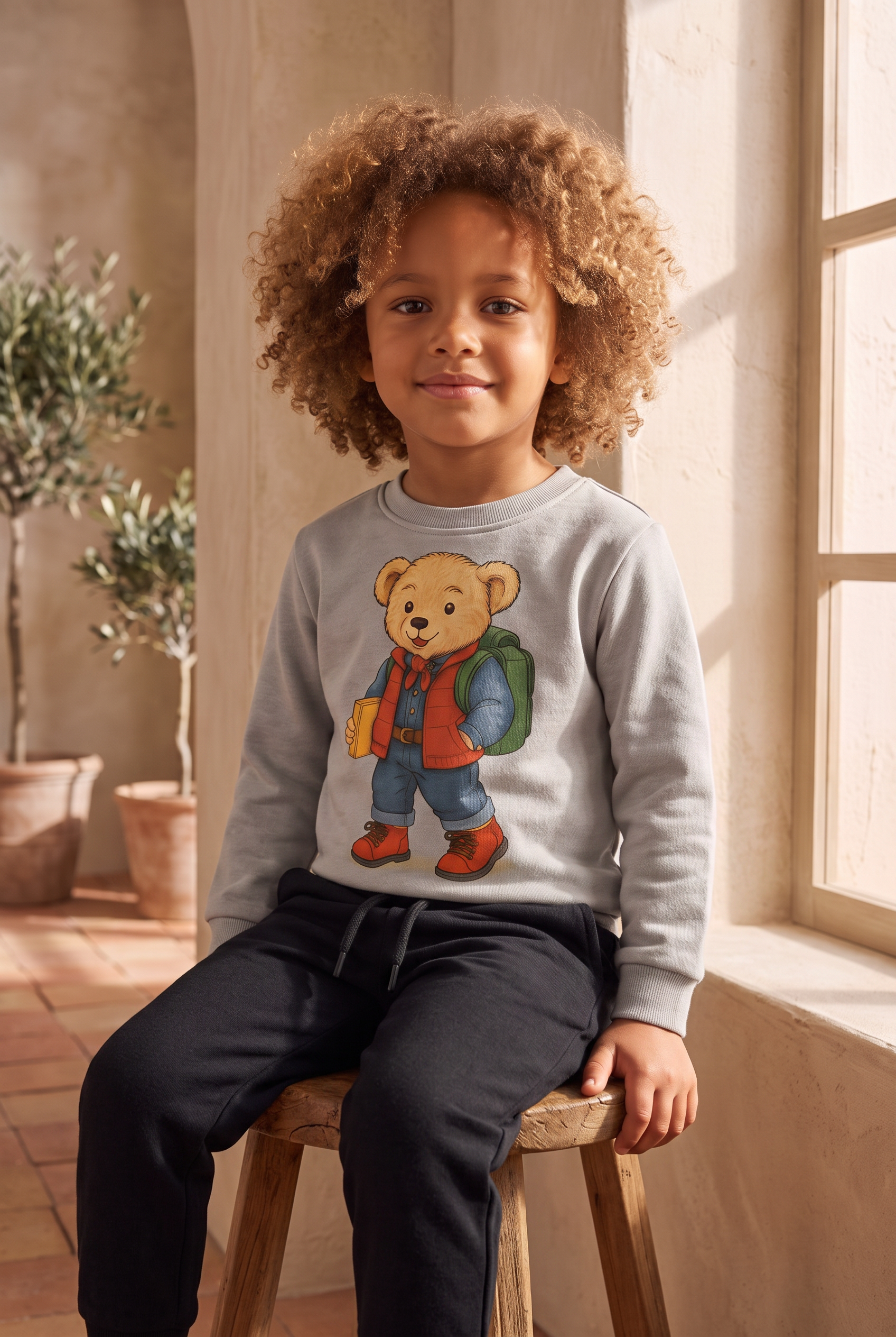 Çocuk Teddy Baskılı Eşofman Takımı Gri